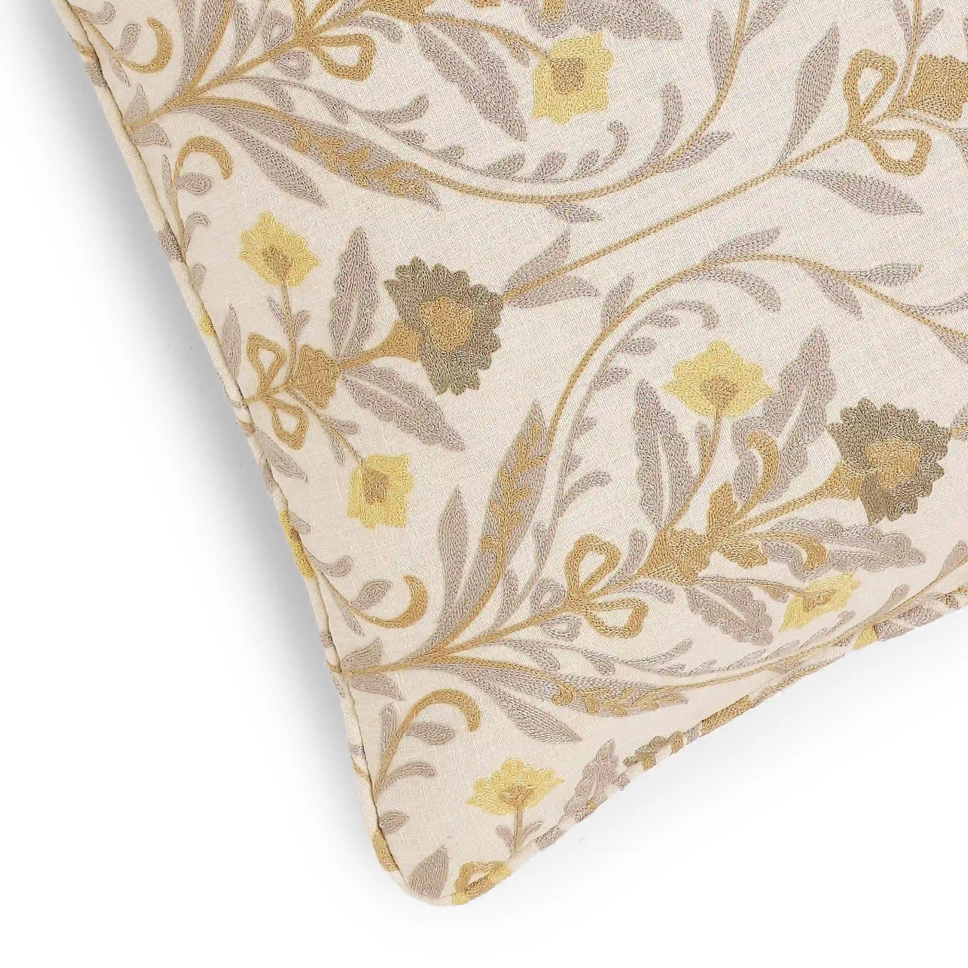Espricia Embroidered Cushion Cover | Saanjh Baked Sand / Cushion Cover (41cm x 66cm)