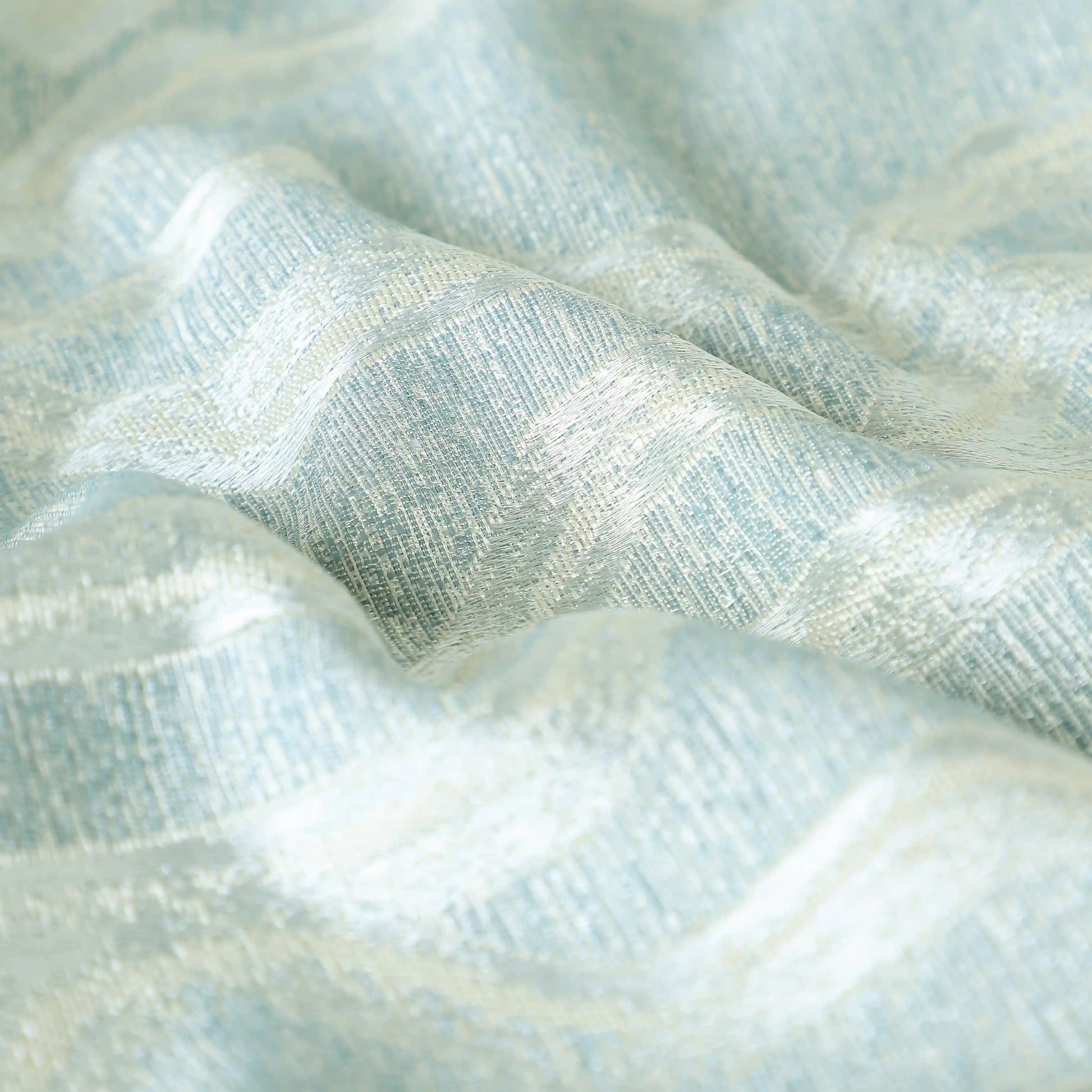 De Jacquard - Classic Set Of 2 Jacquard Readymade Curtains | Abstract Flow Aqua / Window (5ft X 4.4ft)