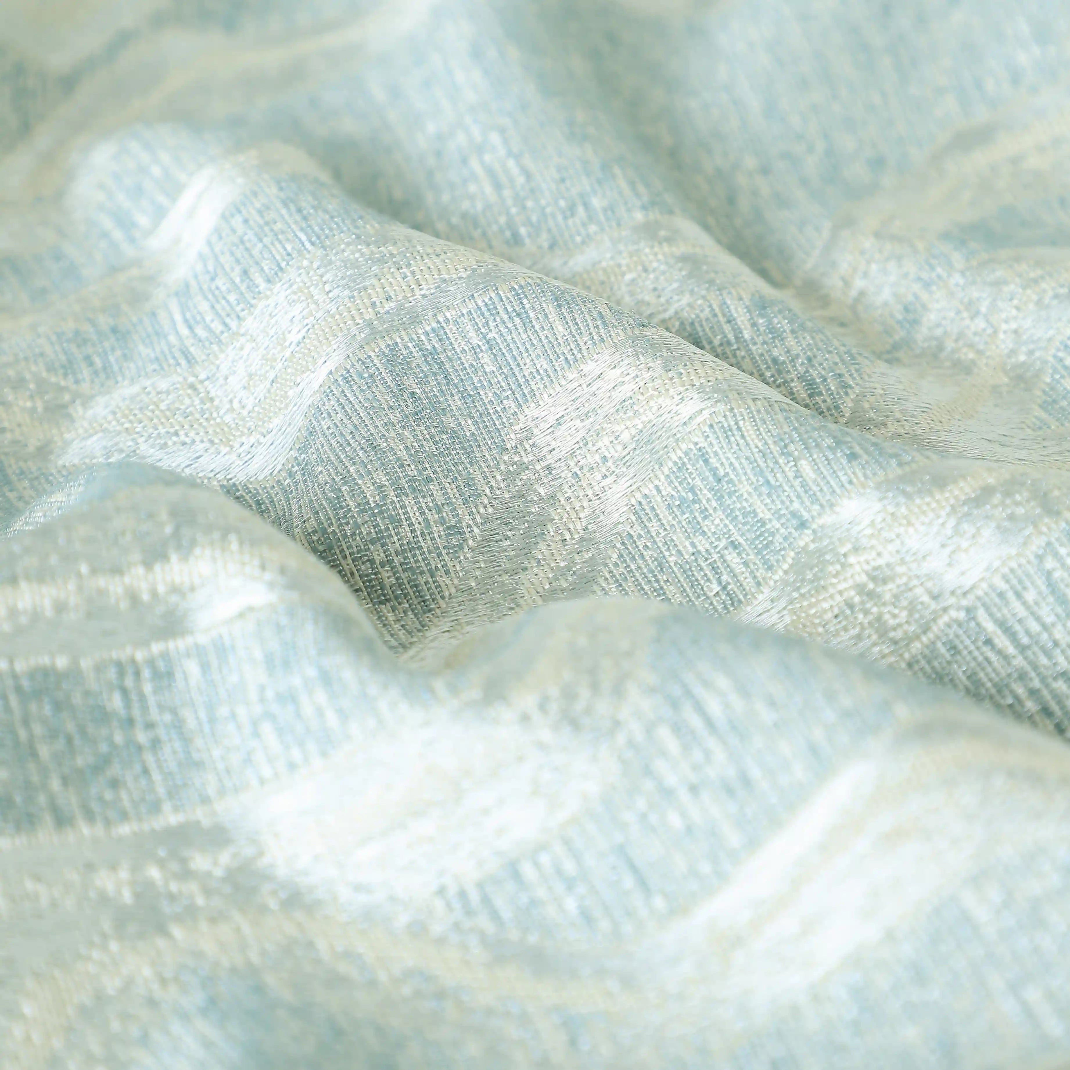 De Jacquard - Classic Set Of 2 Jacquard Readymade Curtains | Abstract Flow Aqua / Window (5ft X 4.4ft)