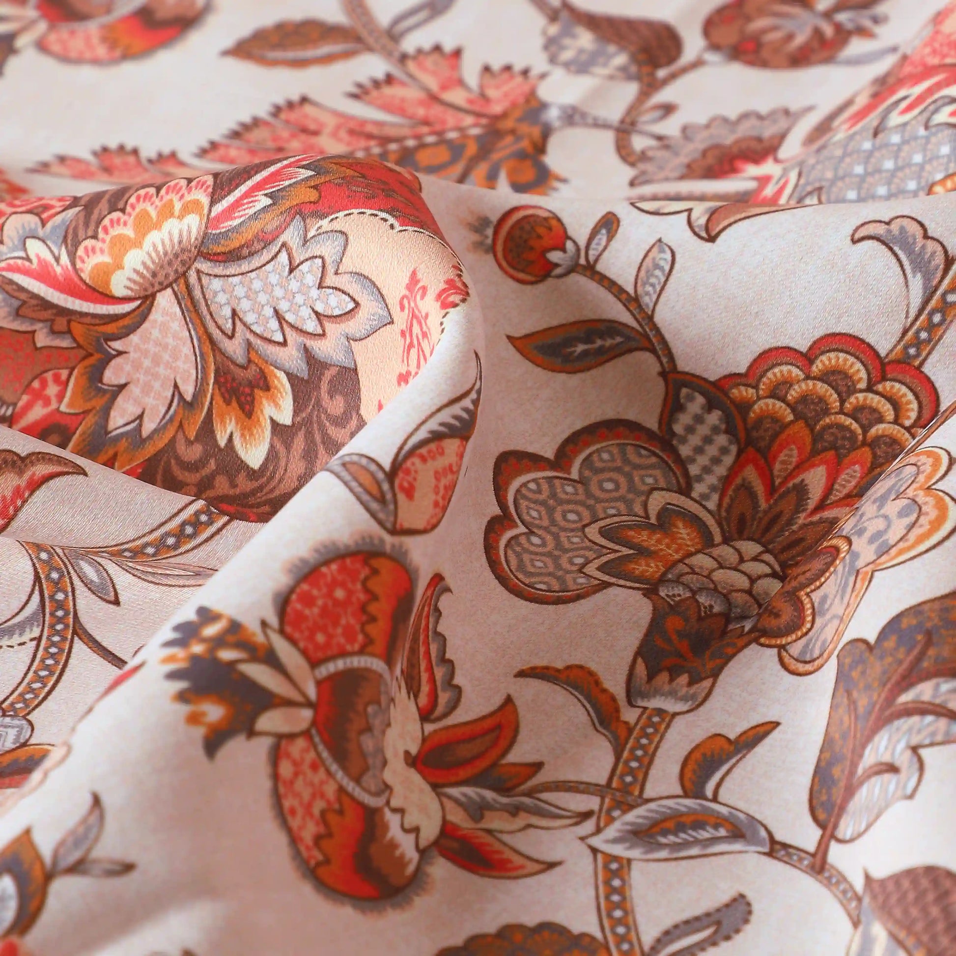 Bloomshire Classic Set Of 2 Printed Readymade Curtains | Classic Chintz Salmon / Door-XL (9ft X 4.4ft)