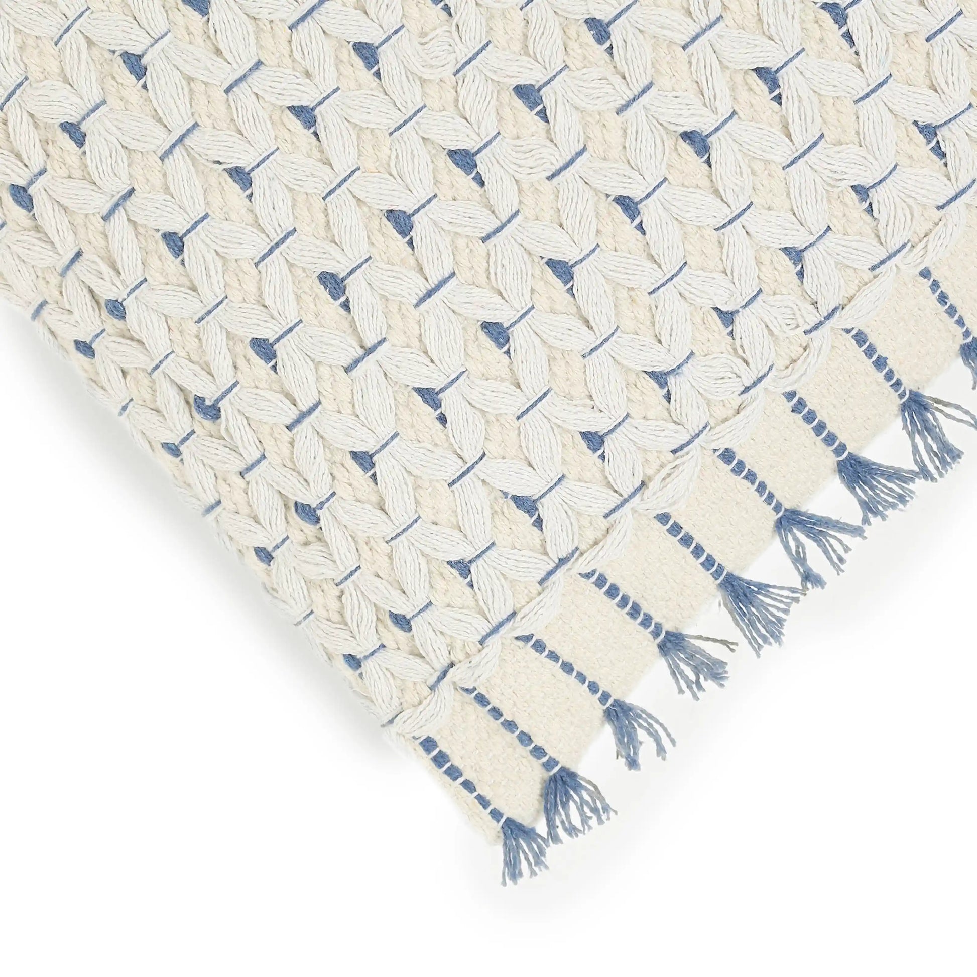 Espricia 100% Cotton Woven Cushion Cover | Soft Geometry Dusty Blue / Cushion Cover (41cm x 41cm)