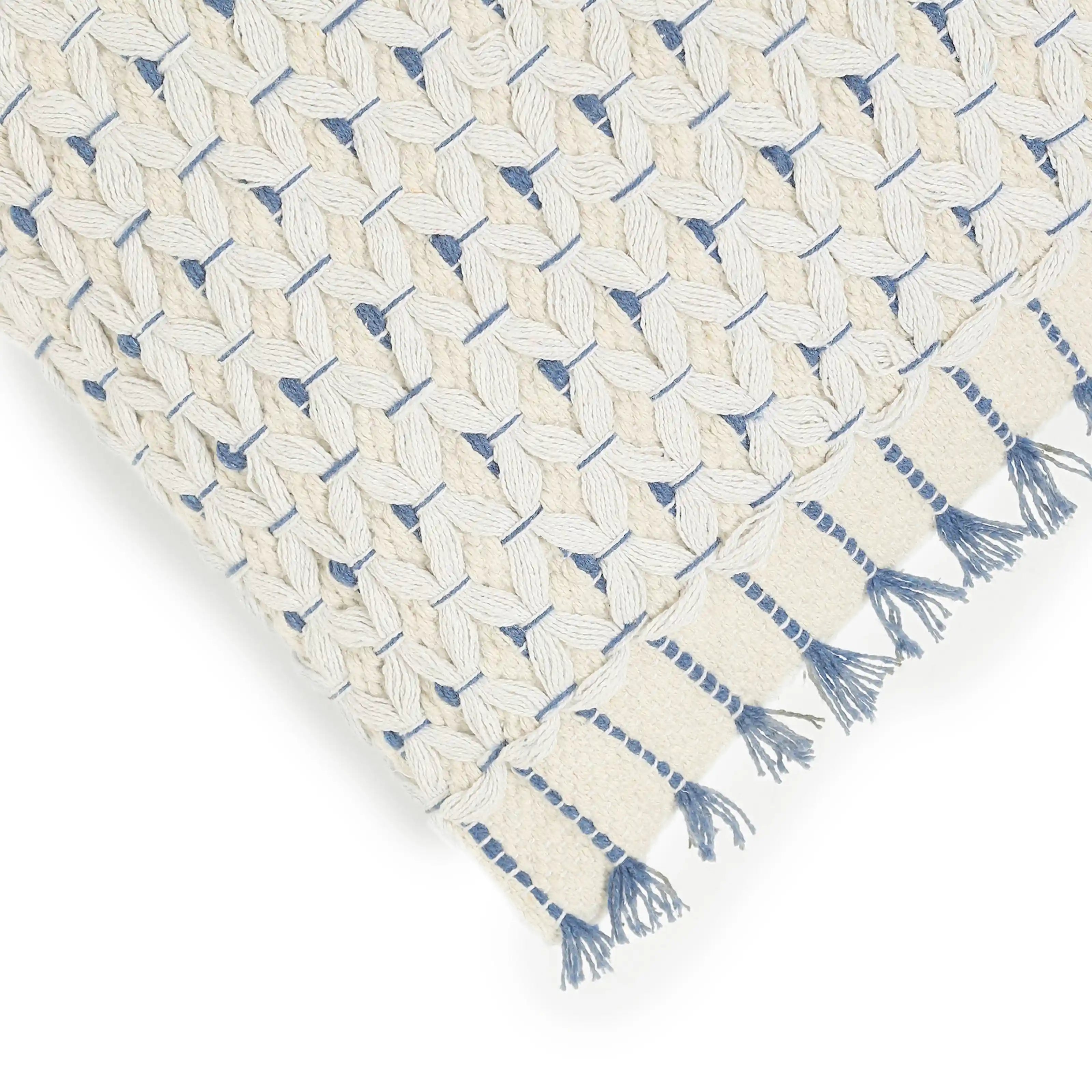 Espricia 100% Cotton Woven Cushion Cover | Soft Geometry Dusty Blue / Cushion Cover (41cm x 41cm)