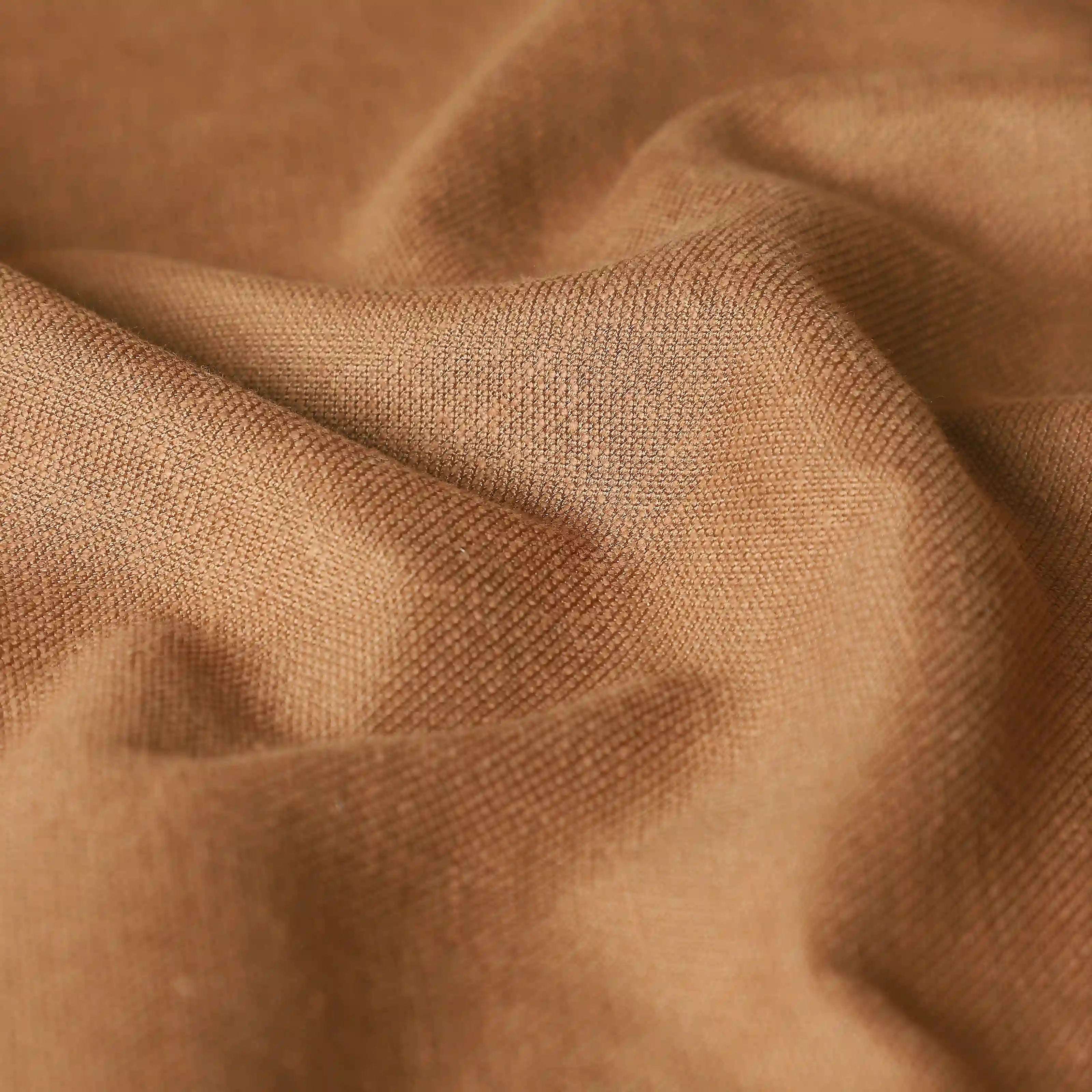Paleto Set Of 2 Solid Readymade Curtains | Woven Calm Chestnut / Door (7ft X 4.4ft)