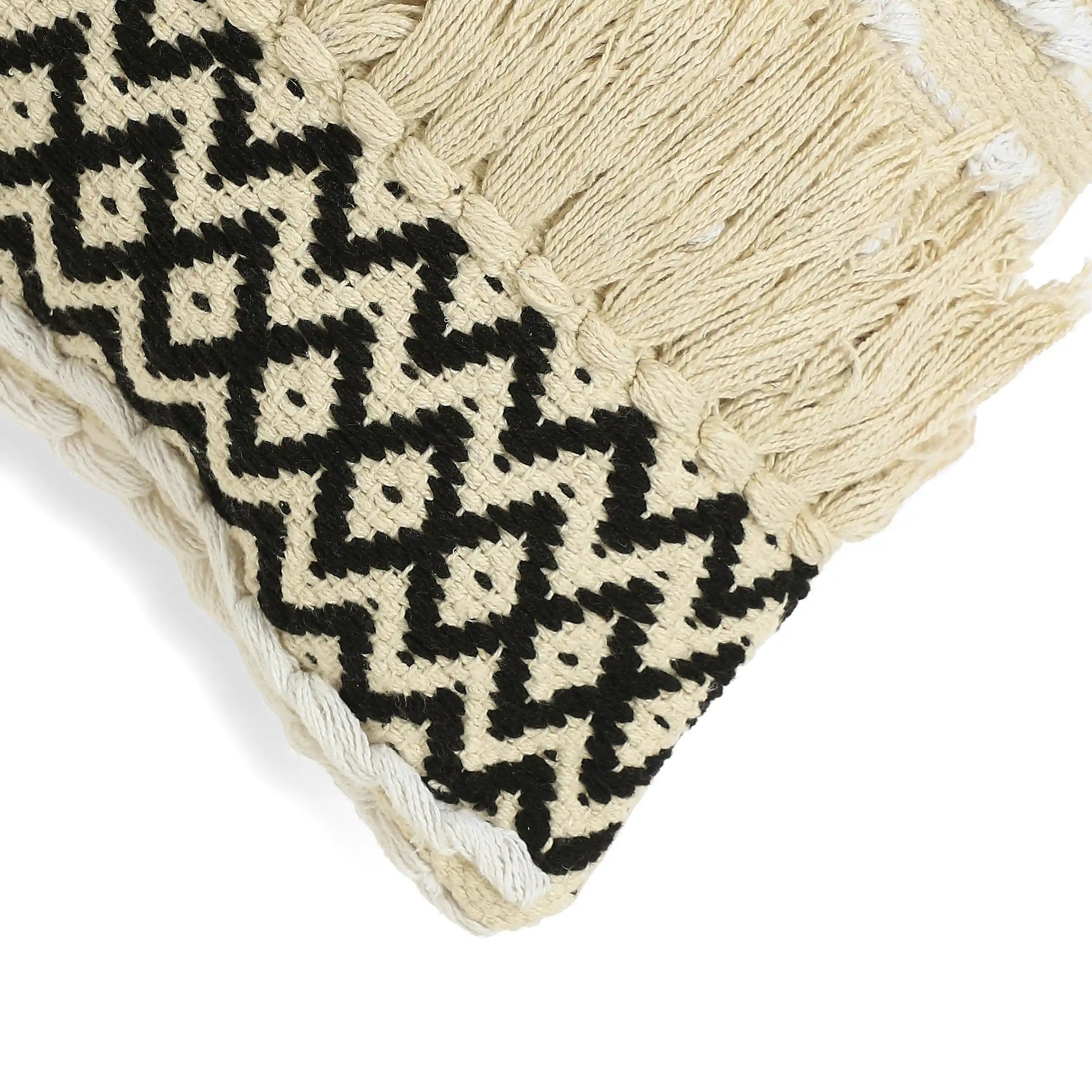 Vissencia 100% Cotton Woven Cushion Cover | Boho Bliss Midnight / Cushion Cover (41cm x 41cm)