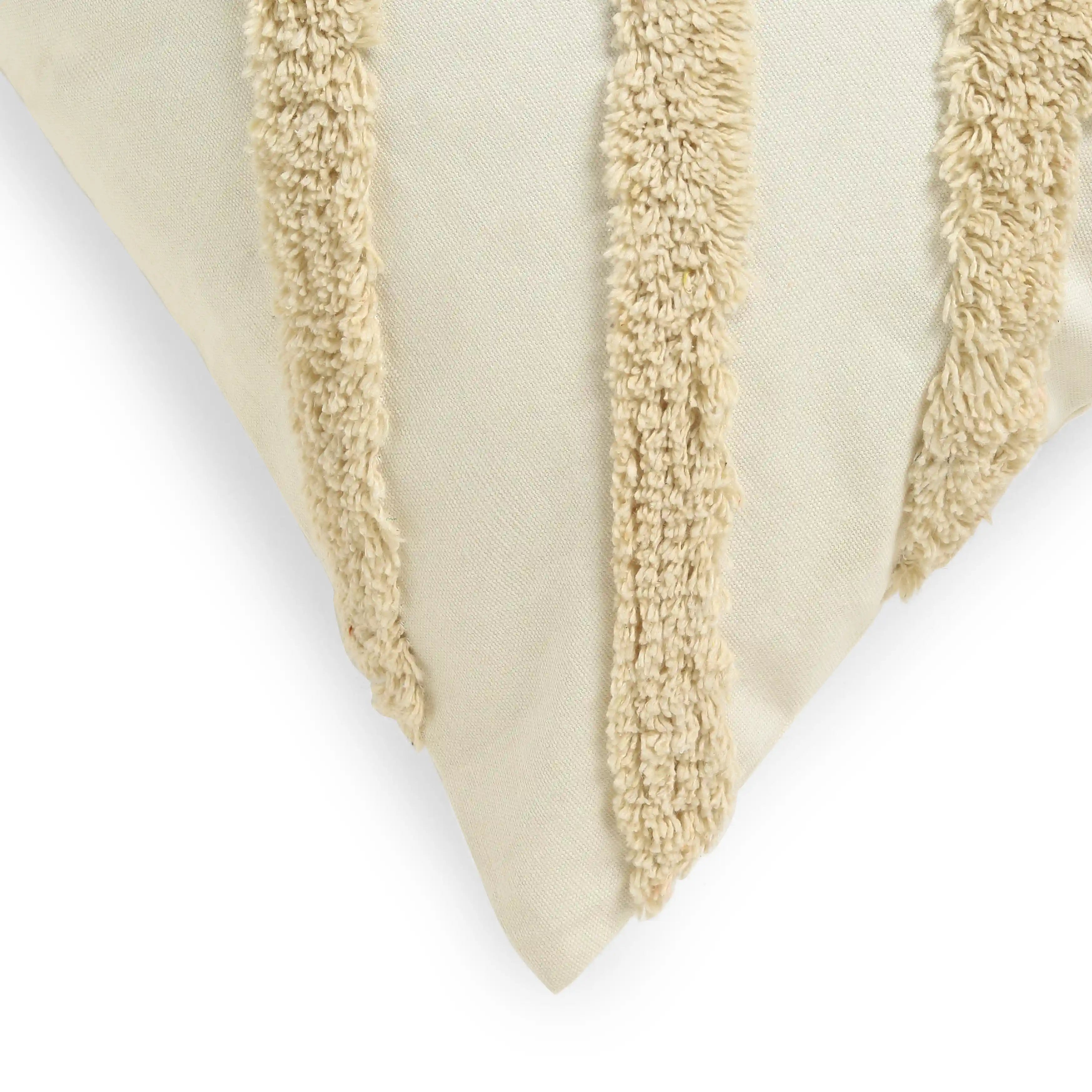 Vissencia 100% Cotton Tufted Cushion Cover | Pattern Play Beige / Cushion Cover (51cm x 51cm)