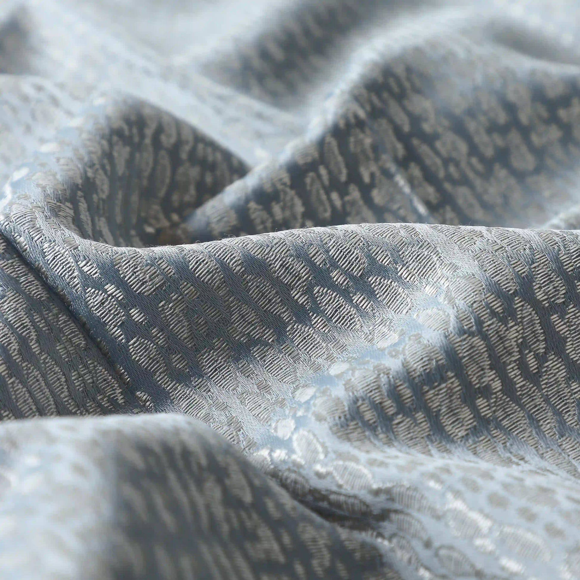 De Jacquard - Luxe Set Of 2 Jacquard Readymade Curtains | Natural Imprint Ink Dust / Window (5ft X 4.4ft)