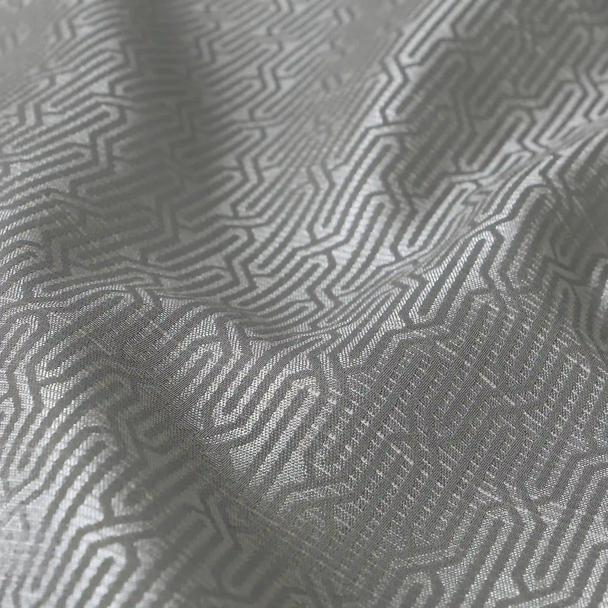 De Jacquard - Classic Set Of 2 Jacquard Readymade Curtains | Layered Lines Steel / Door (7ft X 4.4ft)