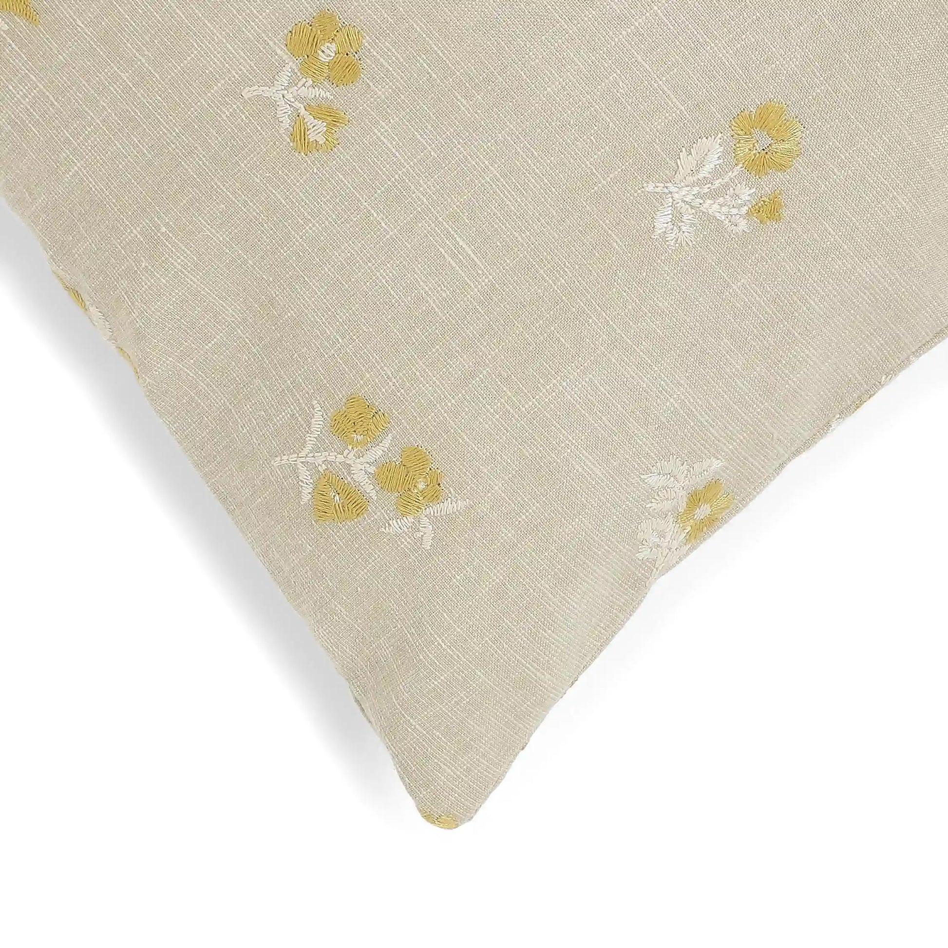 Vissencia Embroidered Cushion Cover | Threaded Petals Honey / Cushion Cover (41cm x 41cm)