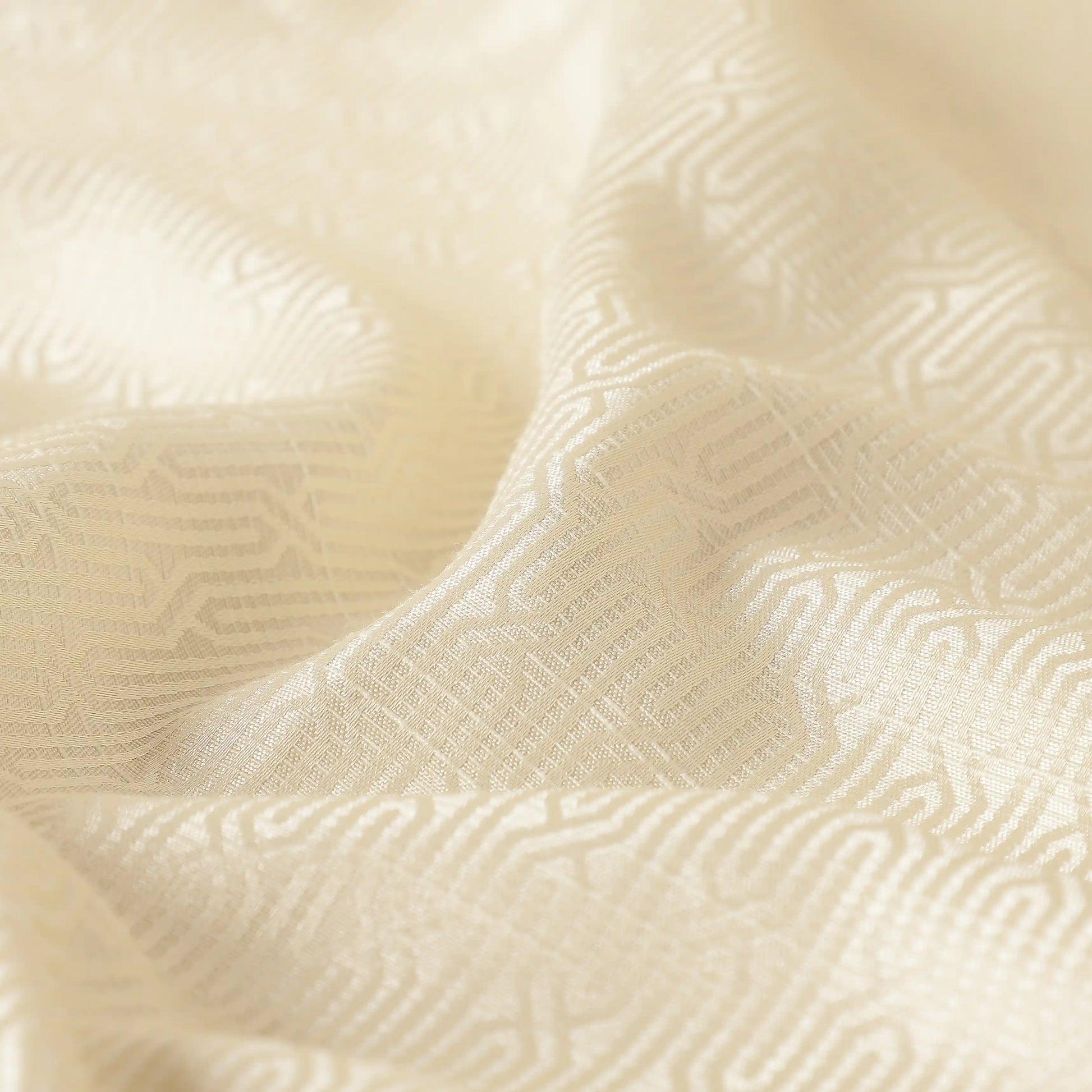 De Jacquard - Classic Set Of 2 Jacquard Readymade Curtains | Layered Lines Champagne / Window (5ft X 4.4ft)