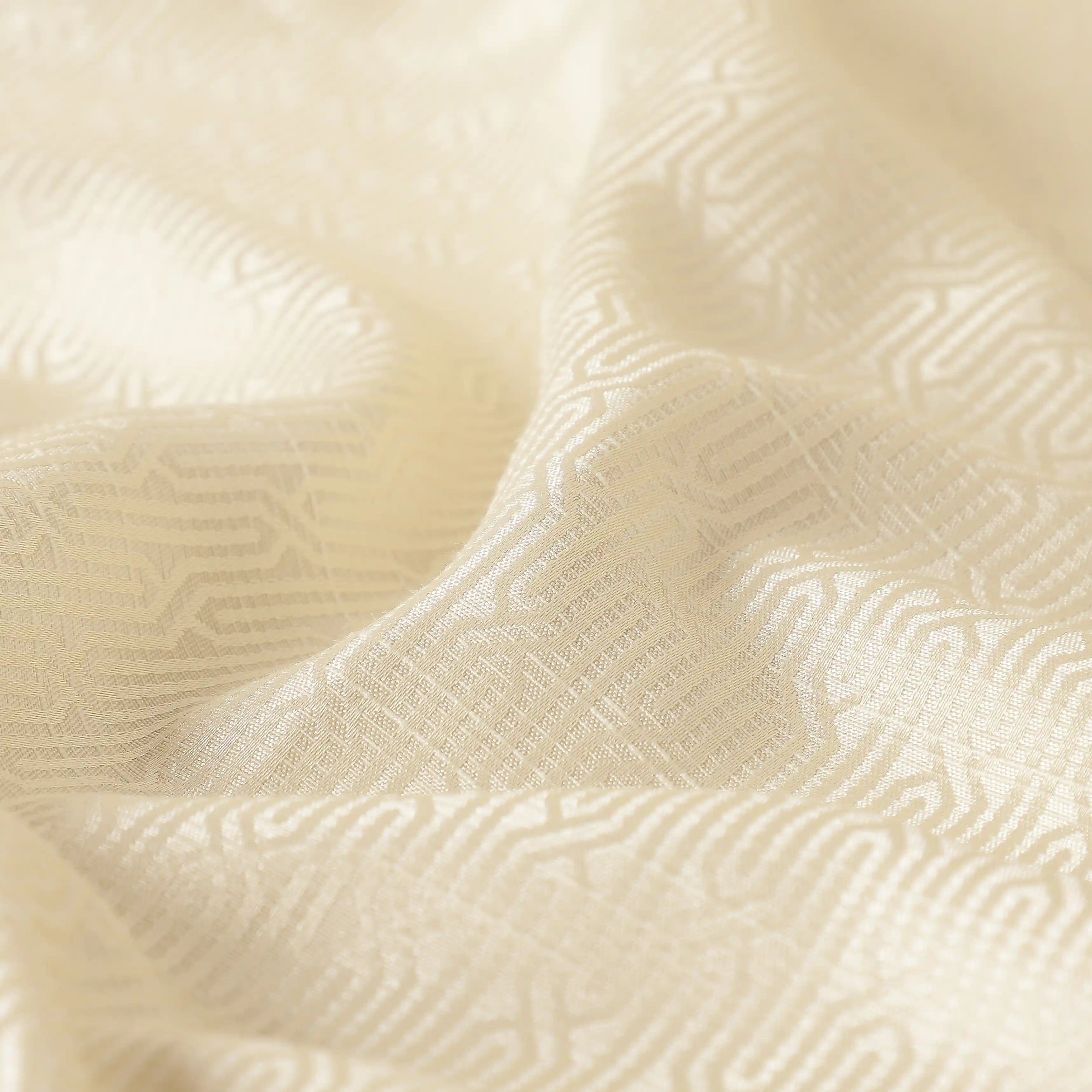De Jacquard - Classic Set Of 2 Jacquard Readymade Curtains | Layered Lines Champagne / Window (5ft X 4.4ft)