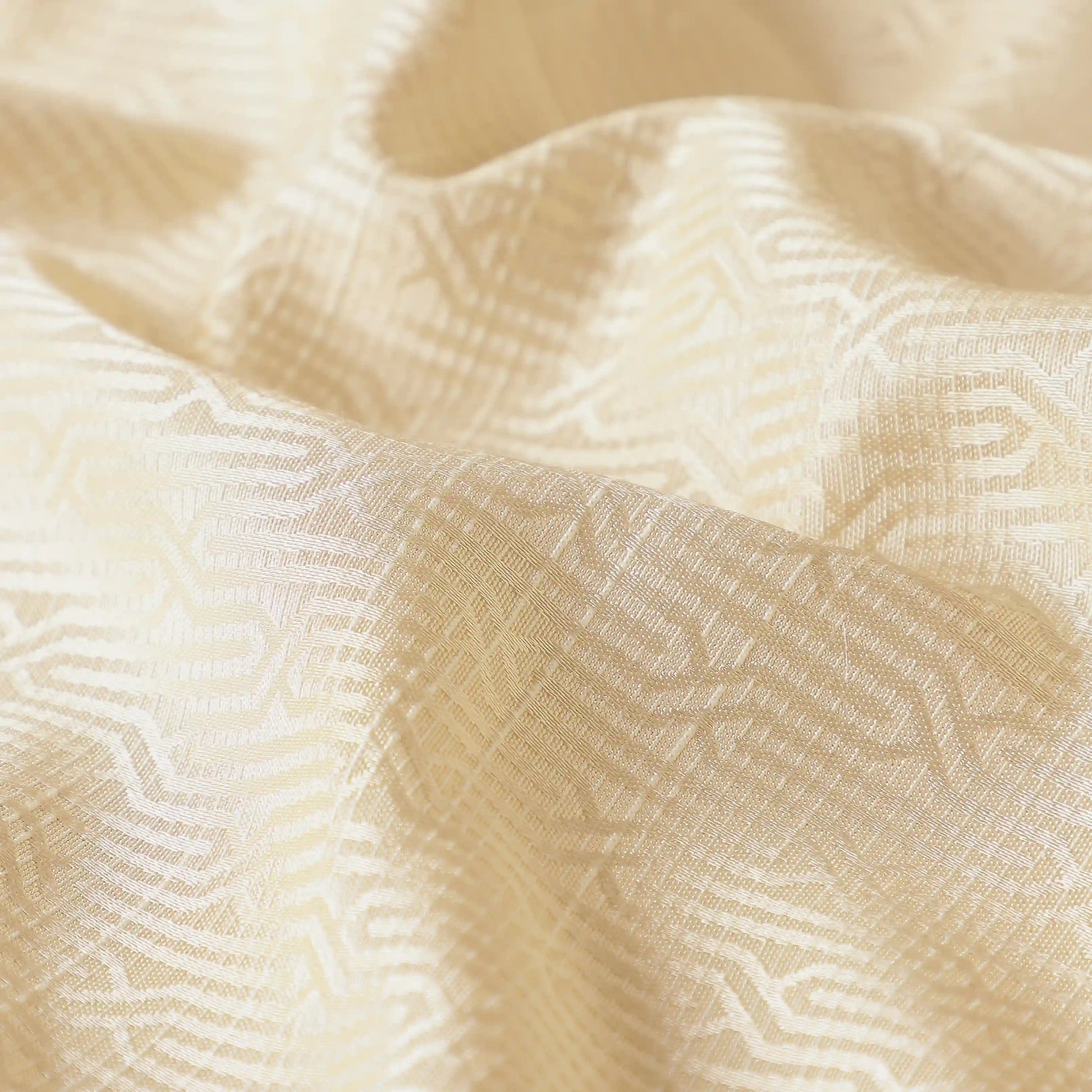 De Jacquard - Classic Set Of 2 Jacquard Readymade Curtains | Layered Lines Champagne / Door-XL (9ft X 4.4ft)