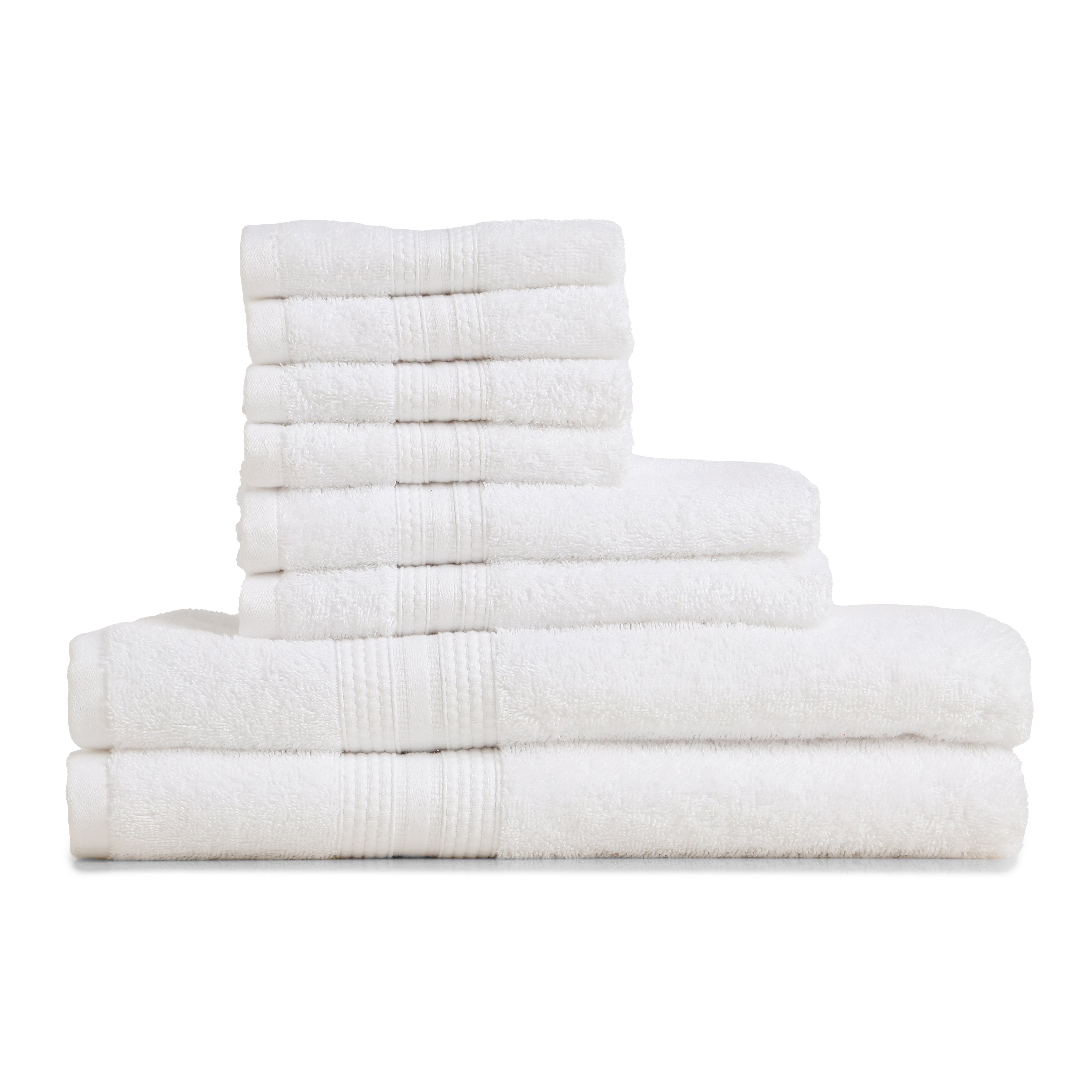 Paleto 100% Cotton Towel Set - Pack Of 8 Optical White / 8 Piece Set