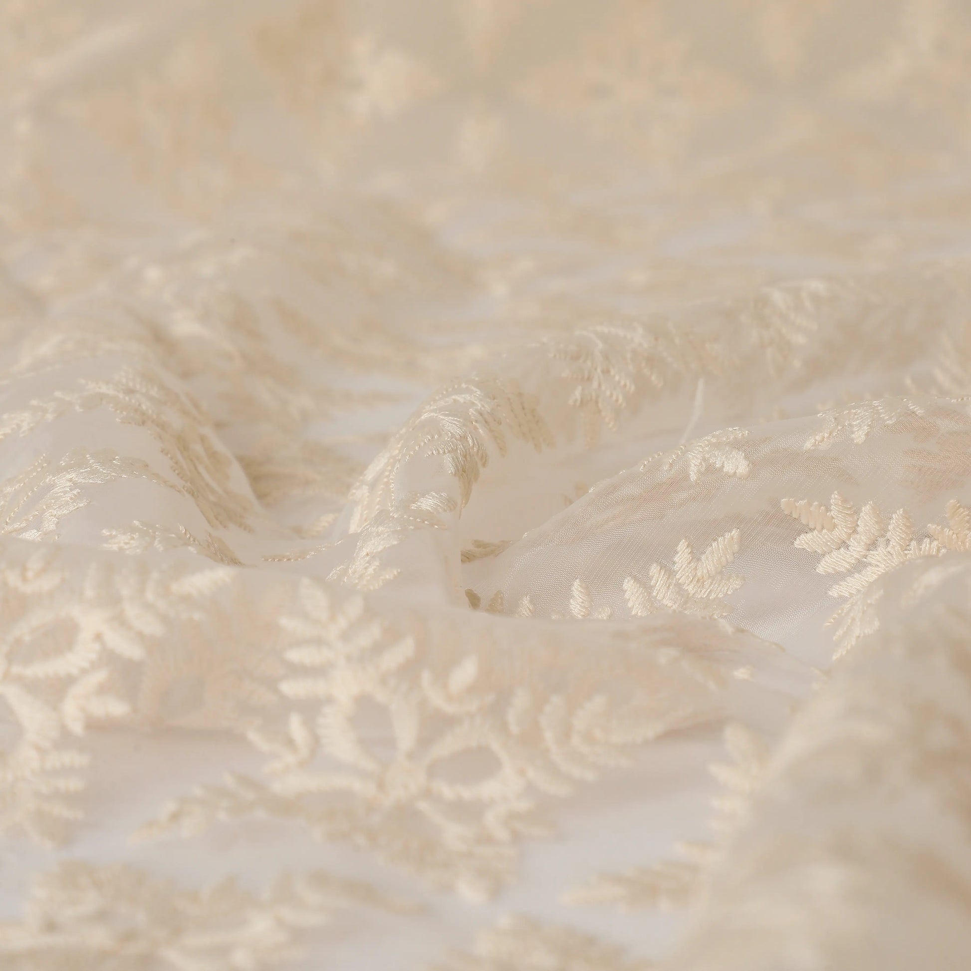 Velina Set Of 2 Embroidered Sheer Readymade Curtains | Royal Jharokha Vanilla Cream / Door (3.60ft X 7.22ft)