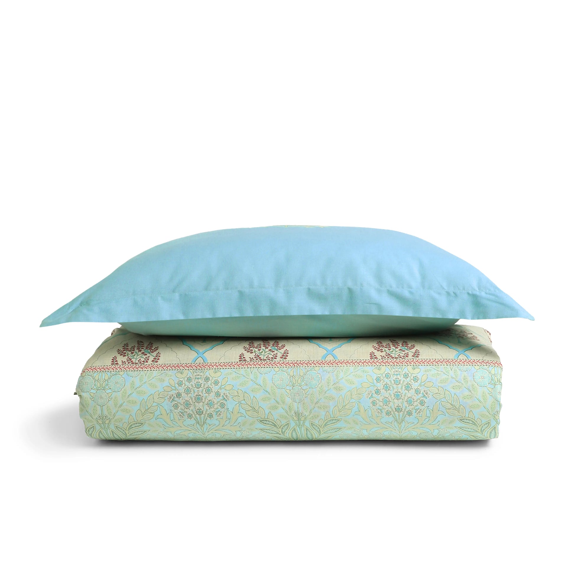 Chippa Lane | Contemporary Indian Print Design Cotton Bedsheet Set-Sage Bloom Sage Bloom / Single