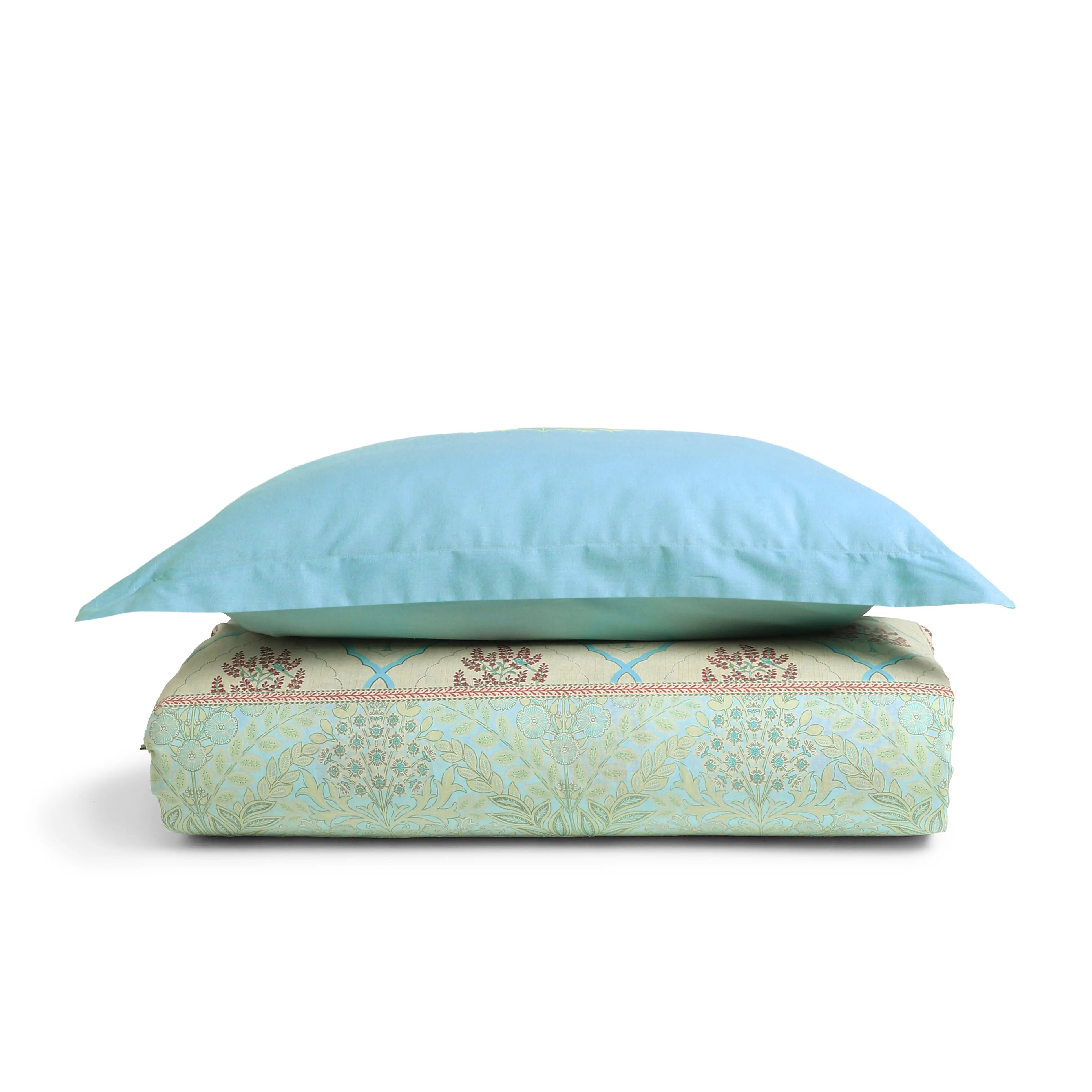 Chippa Lane | Contemporary Indian Print Design Cotton Bedsheet Set-Sage Bloom Sage Bloom / Single