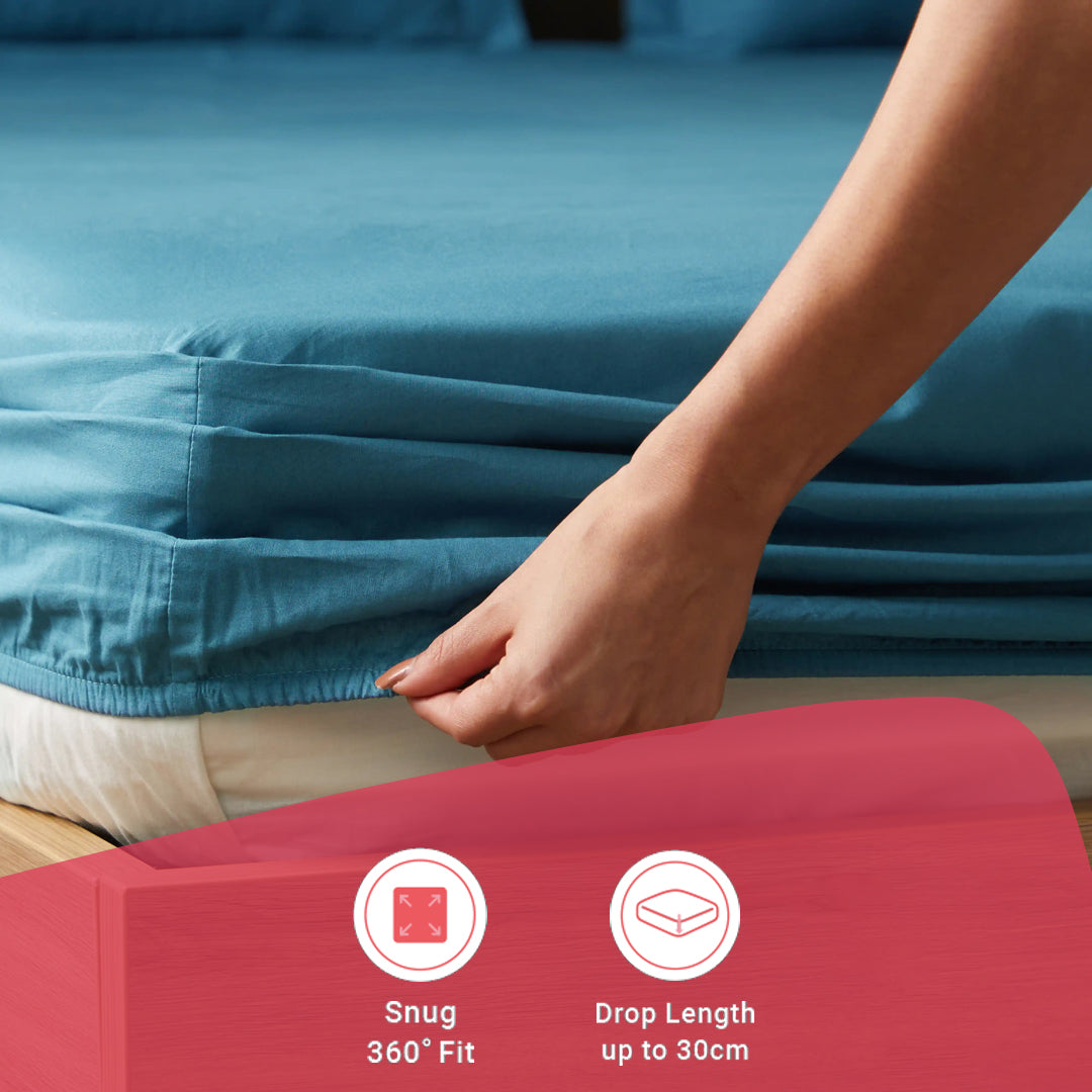 Paleto | Everyday Hues Solid Dyed Cotton Fitted Sheet Set-Mineral