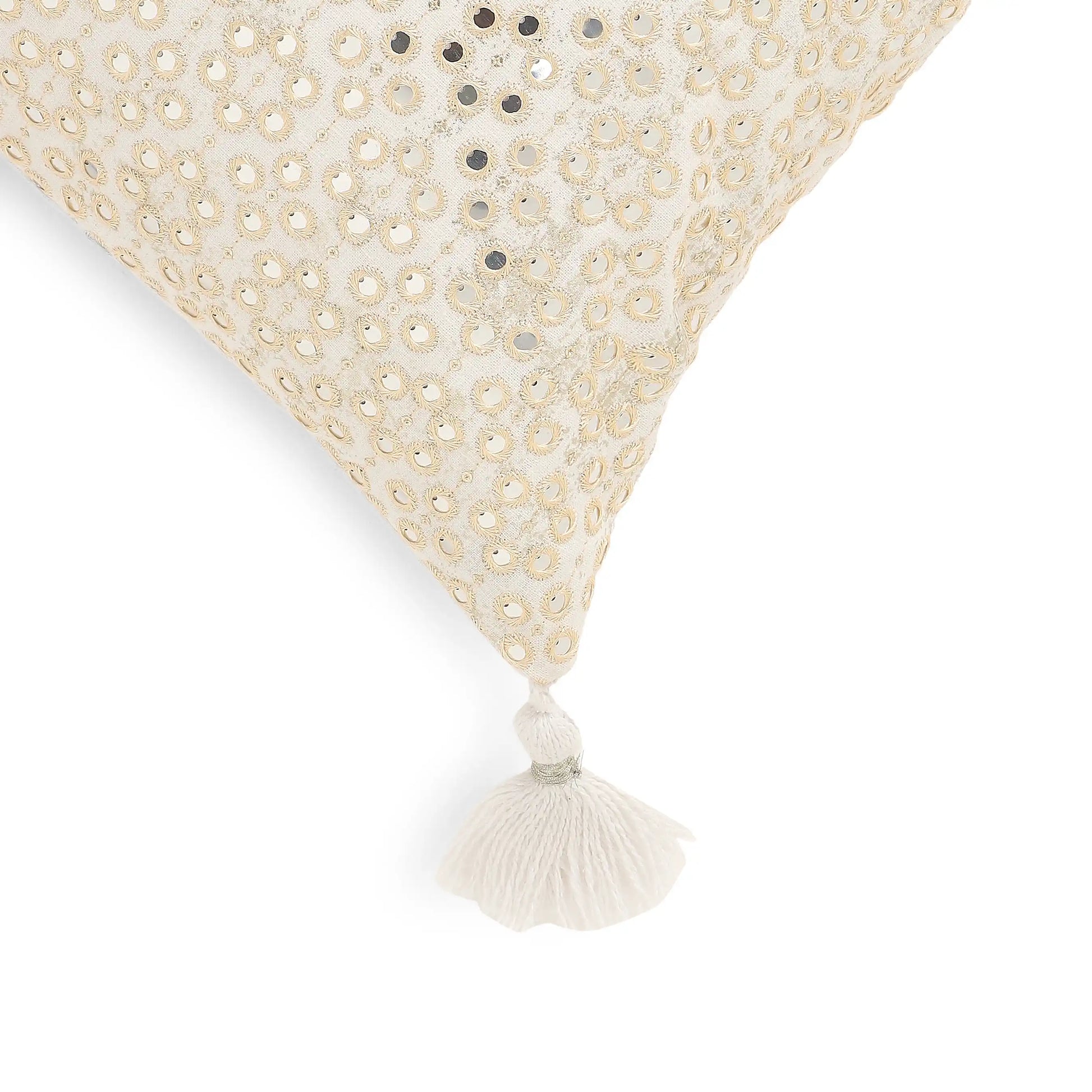 Espricia Embroidered Cushion Cover | Jharokha Ivory Mist / Cushion Cover (41cm x 41cm)