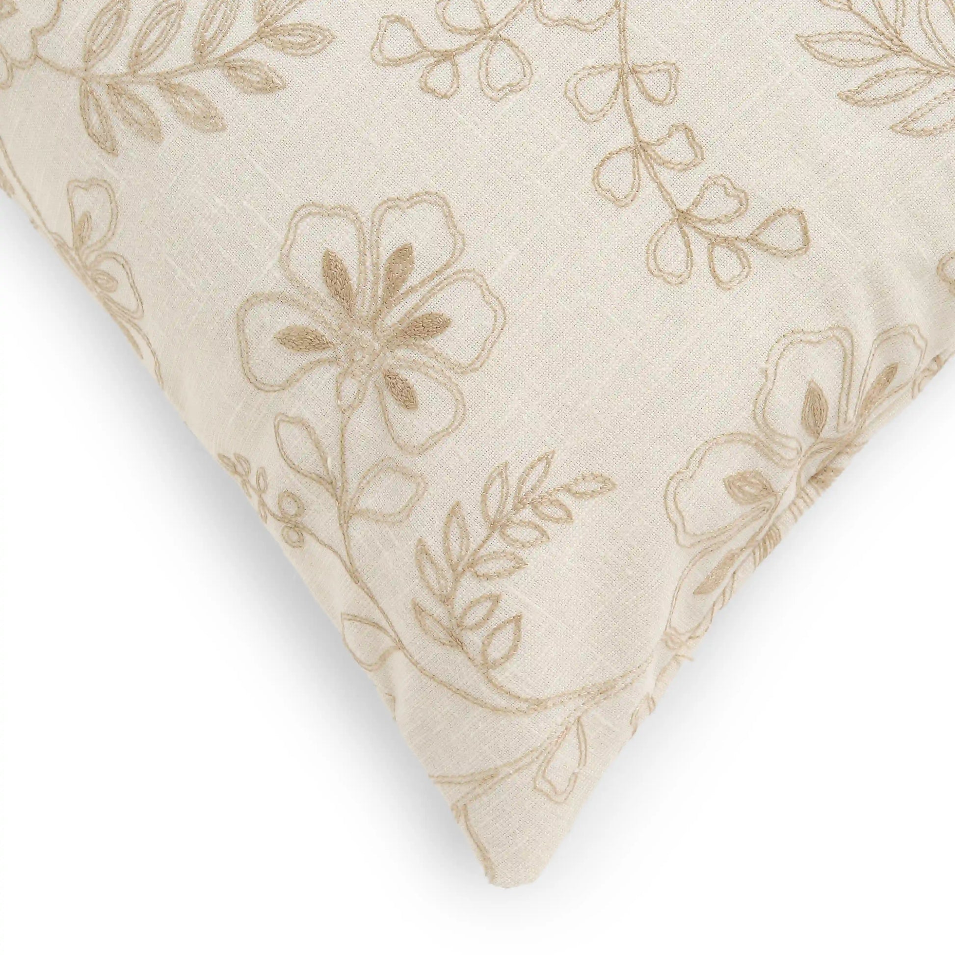 Vissencia Embroidered Cushion Cover | Floral Threads Earthen Relic / Cushion Cover (41cm x 41cm)