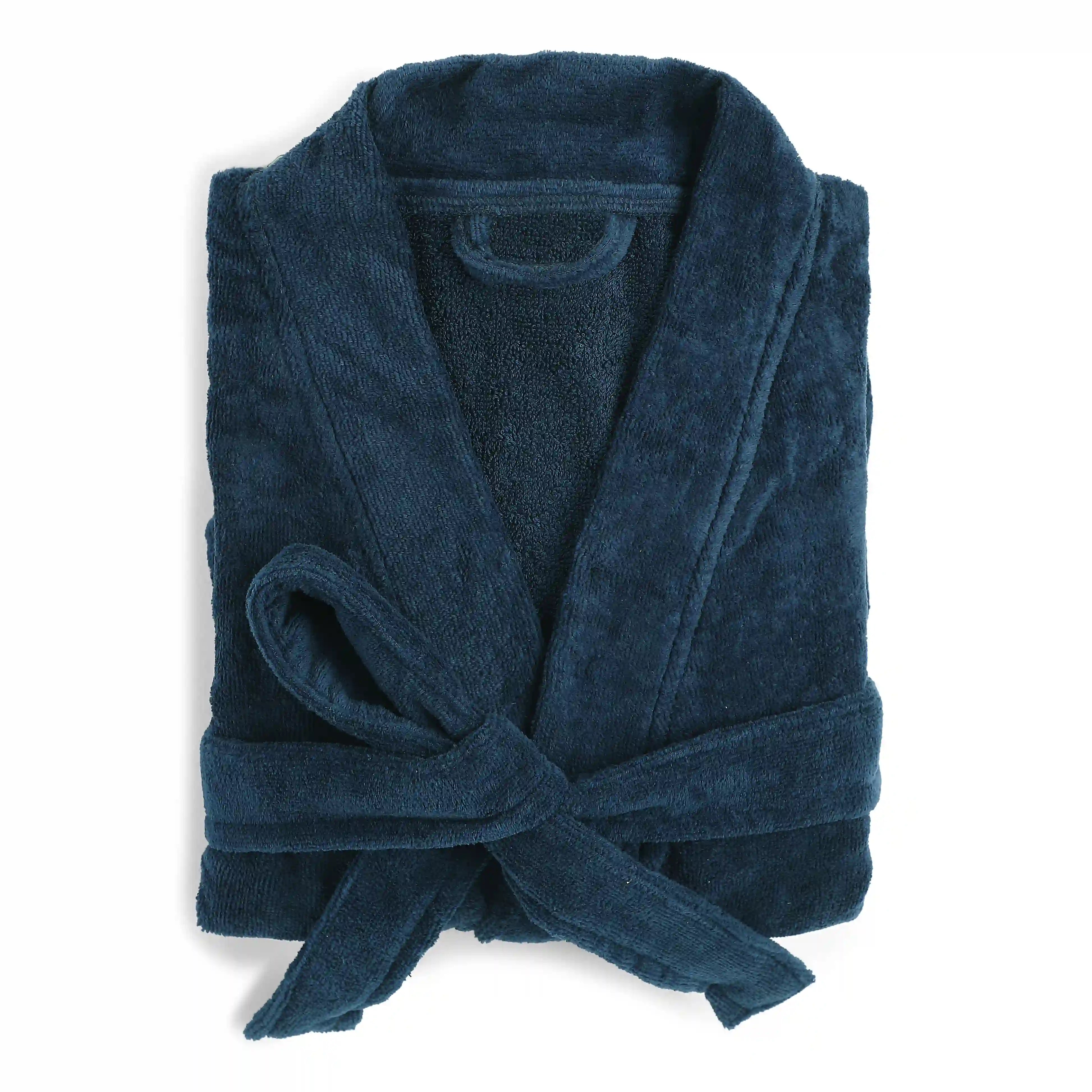 Paleto | Everyday Essentials Cozy Fit Absorbent Cotton Bathrobe Navy Blue / Medium