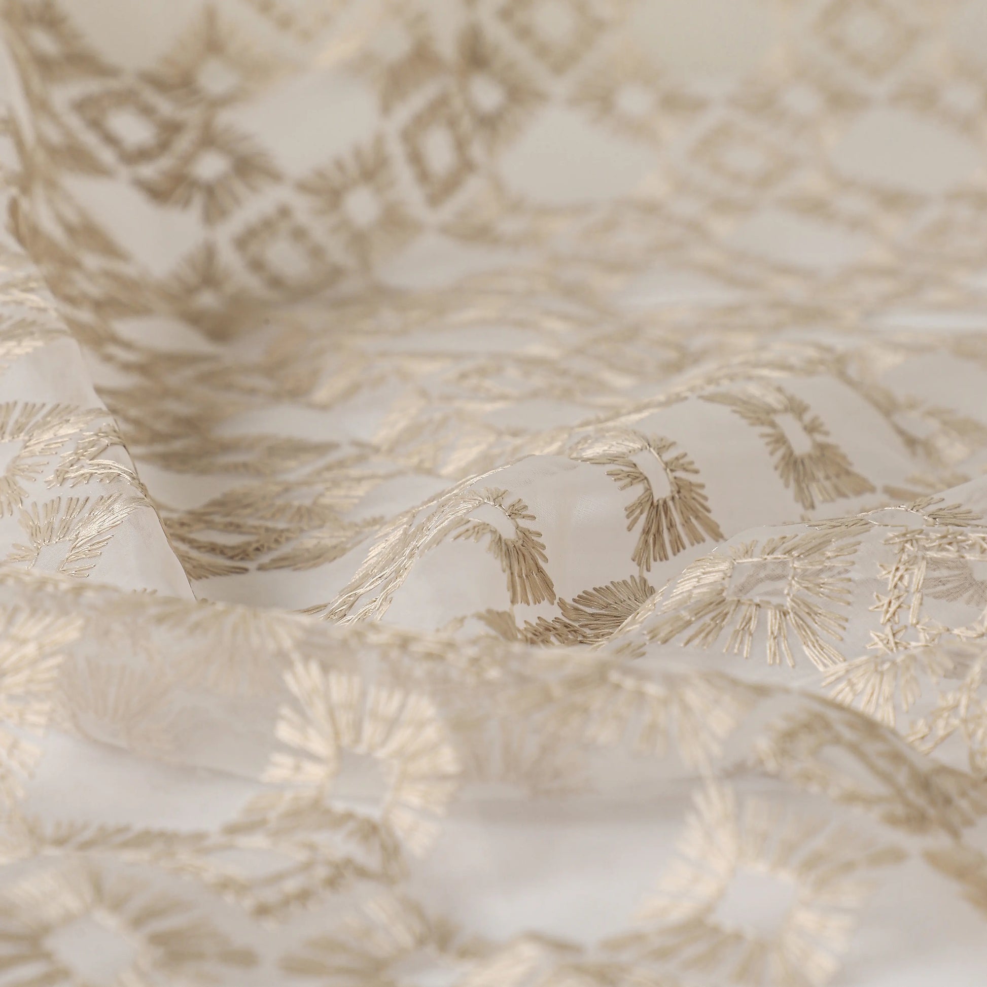 Velina Set Of 2 Embroidered Sheer Readymade Curtains | Modern Heritage Taupe Truffle / Door (3.60ft X 7.22ft)