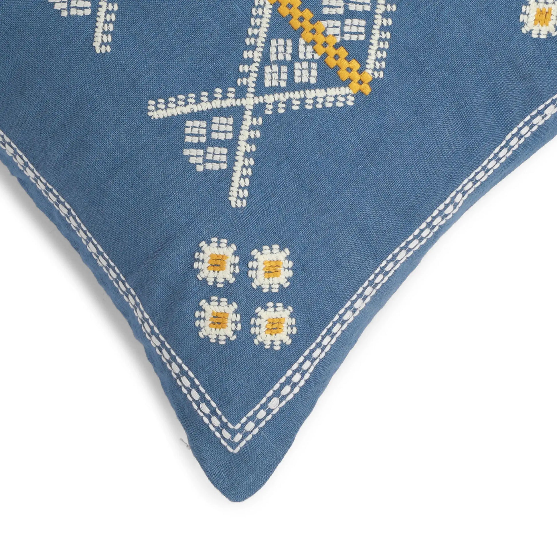 Estrella Embroidered Cushion Cover | Karigari Threads Denim Blue / Cushion Cover (51cm x 51cm)