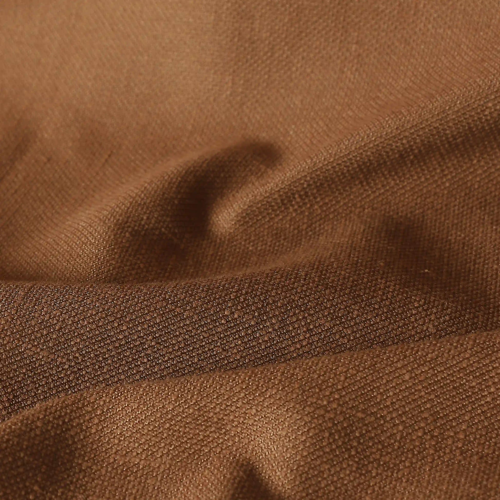 Paleto Set Of 2 Solid Readymade Curtains | Woven Calm Chestnut / Window (5ft X 4.4ft)