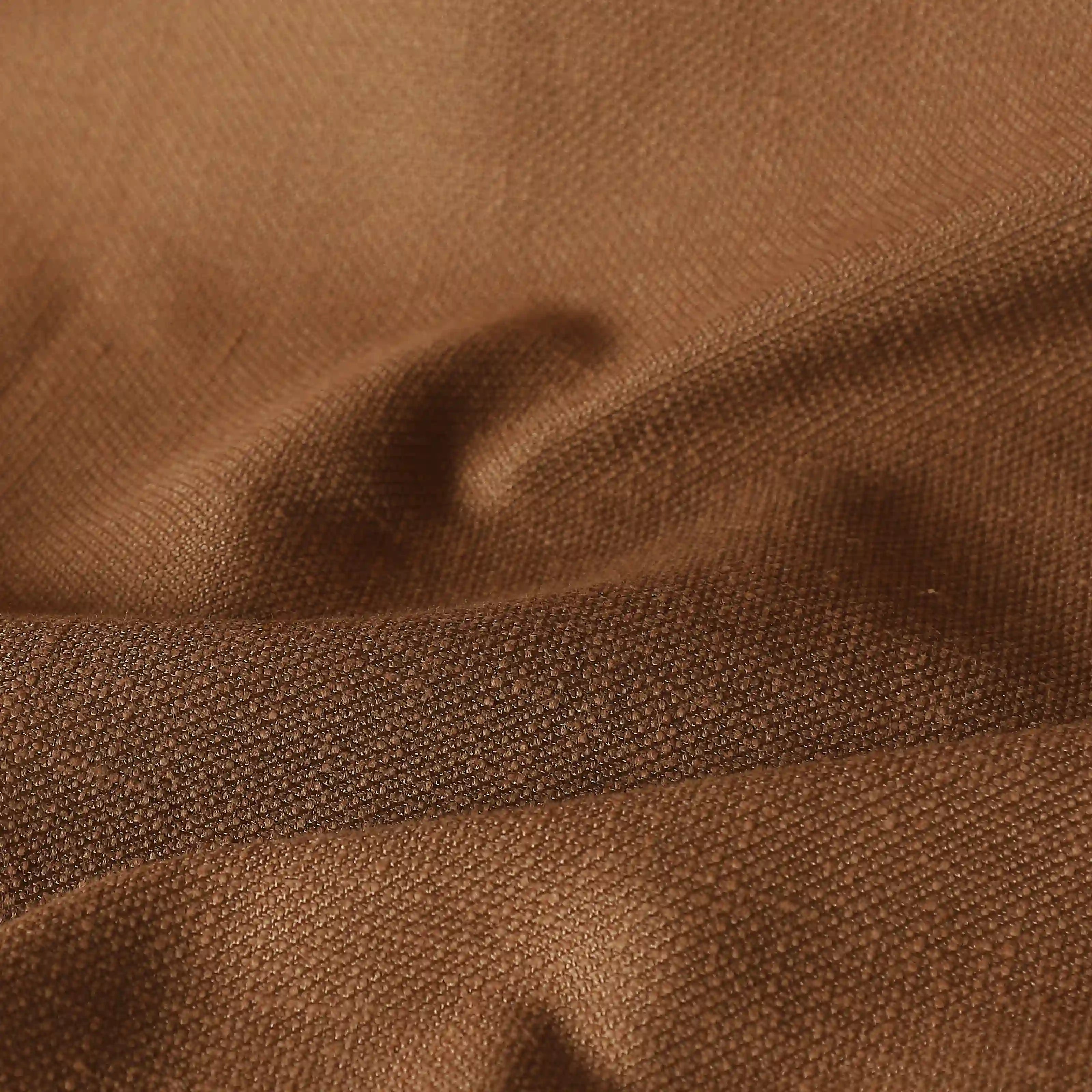 Paleto Set Of 2 Solid Readymade Curtains | Woven Calm Chestnut / Window (5ft X 4.4ft)