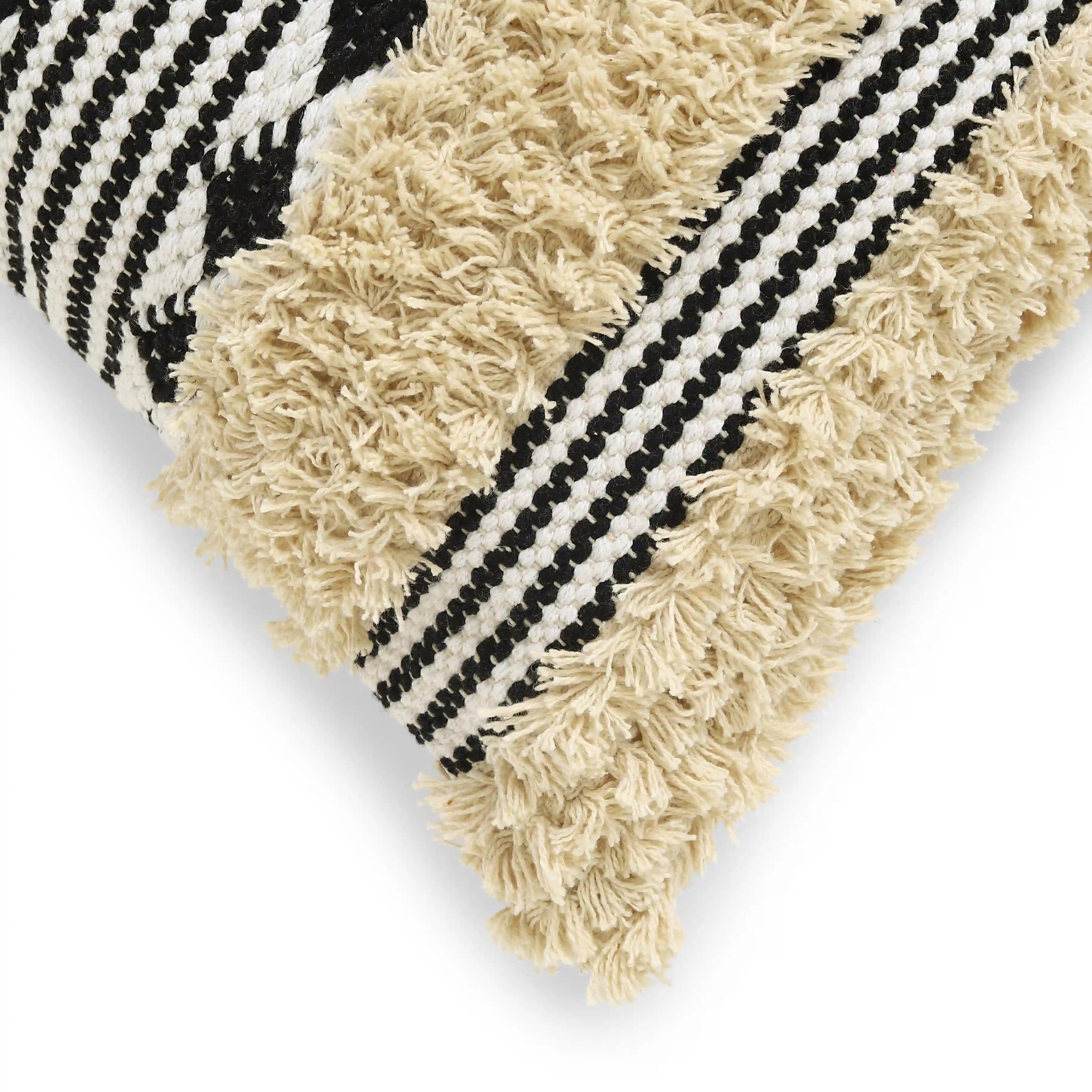 Vissencia 100% Cotton Woven Cushion Cover | Boho Bliss Deep Coal / Cushion Cover (41cm x 41cm)