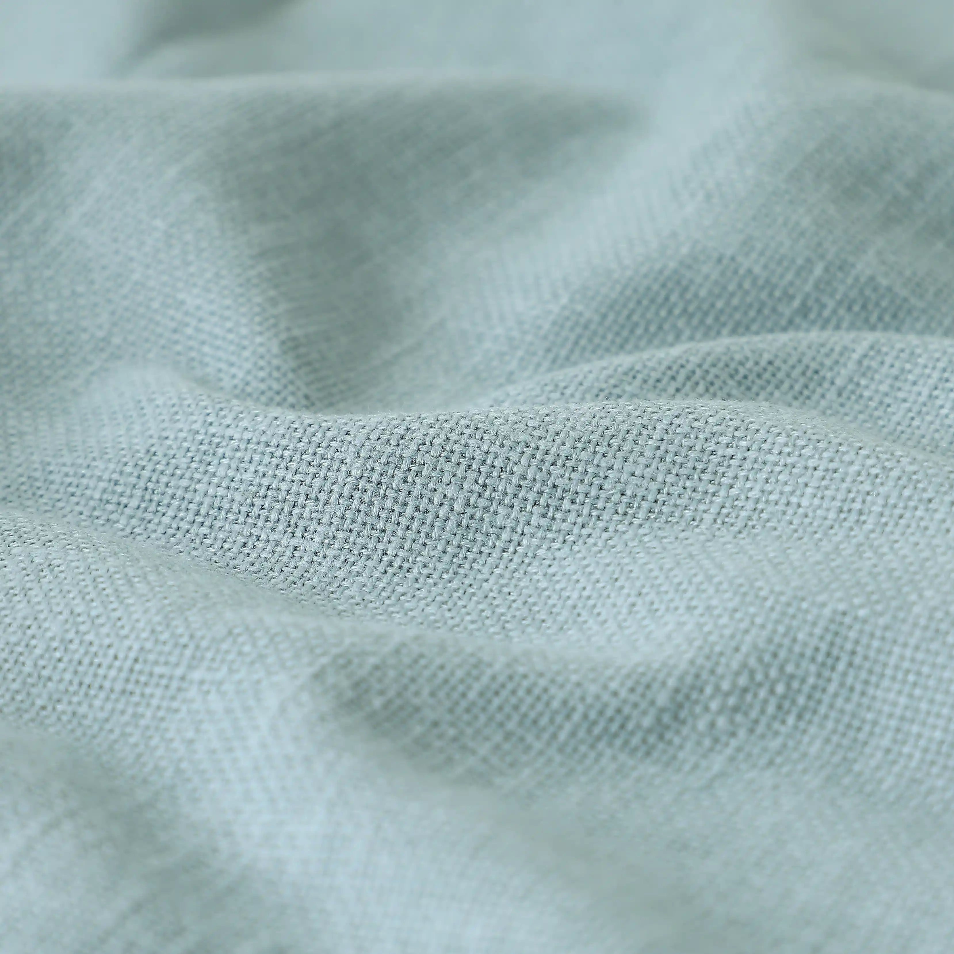 Paleto Set Of 2 Solid Readymade Curtains | Woven Calm Ocean Haze / Window (5ft X 4.4ft)