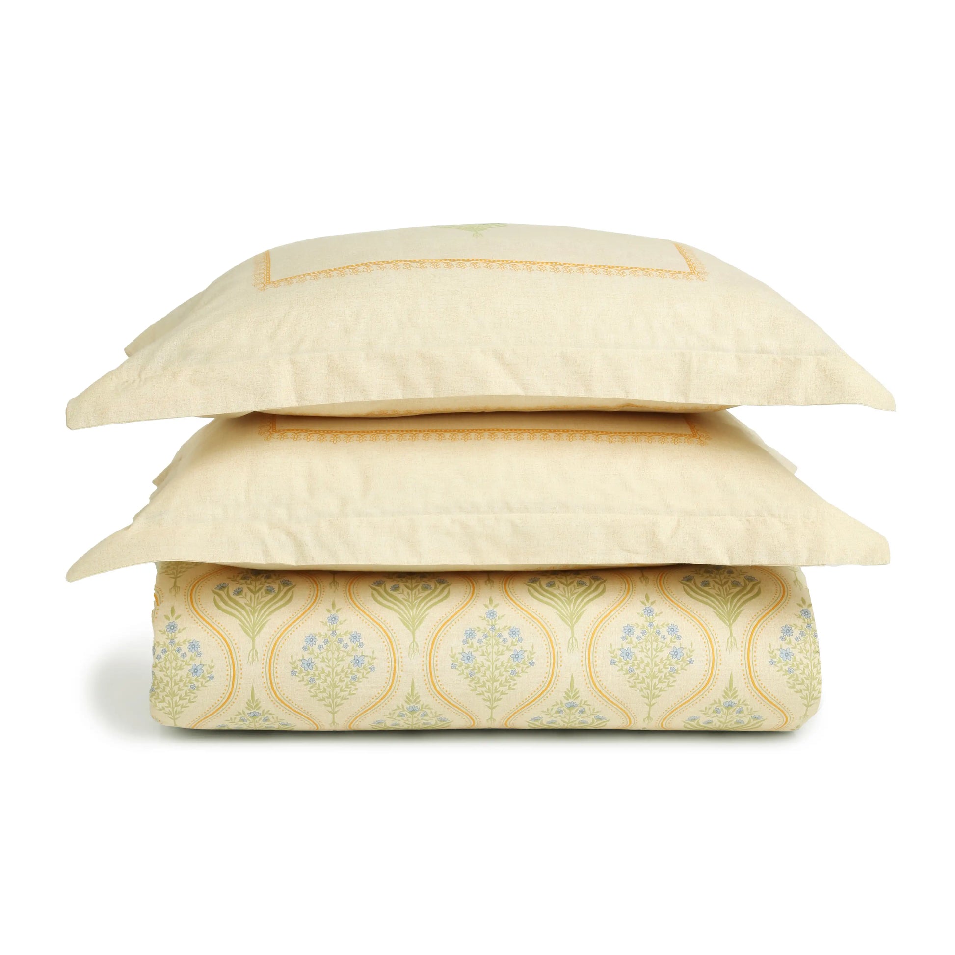 Chippa Lane | Contemporary Indian Print Design Cotton Bedsheet Set-Mustard Mustard / Super King