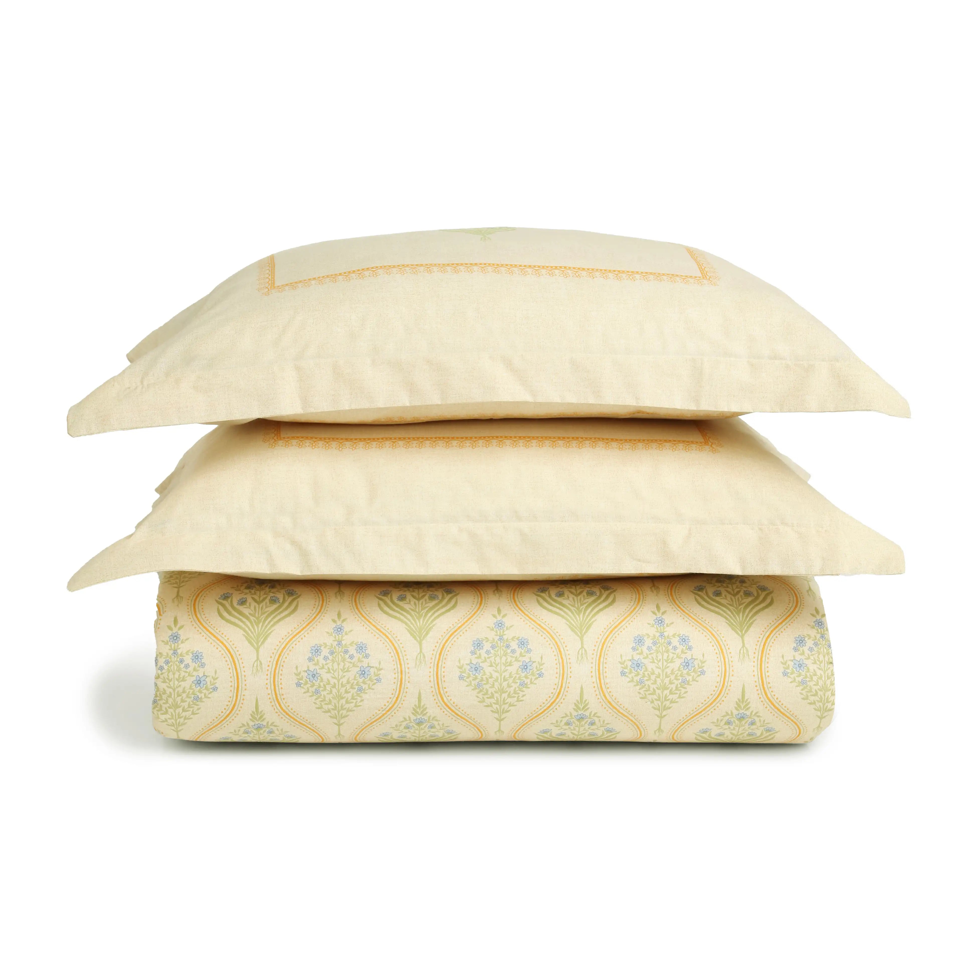 Chippa Lane | Contemporary Indian Print Design Cotton Bedsheet Set-Mustard Mustard / Super King