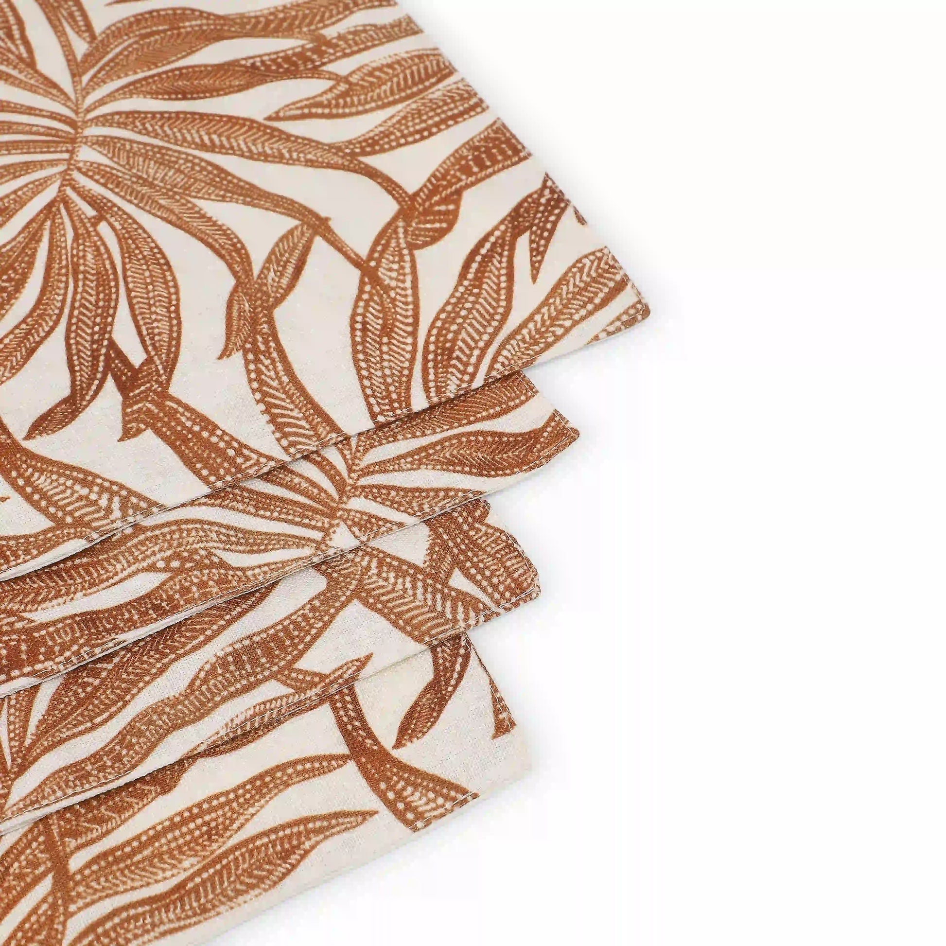 Nonna's Home 100% Polyester Table Placemat Set Coppery Ferns / 4 Piece Set
