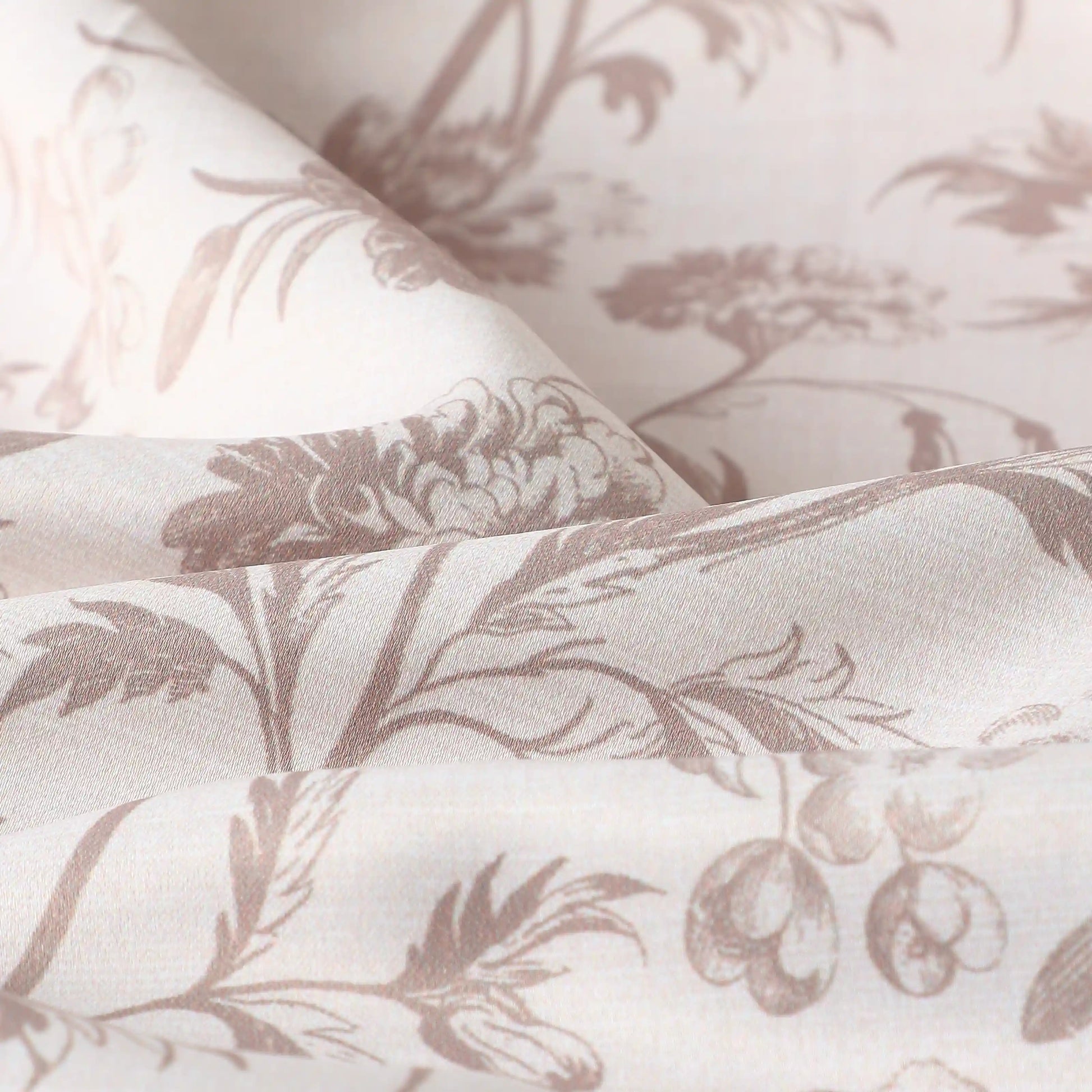 Bloomshire Classic Set Of 2 Printed Readymade Curtains | Shadow Bloom Walnut / Door-XL (9ft X 4.4ft)