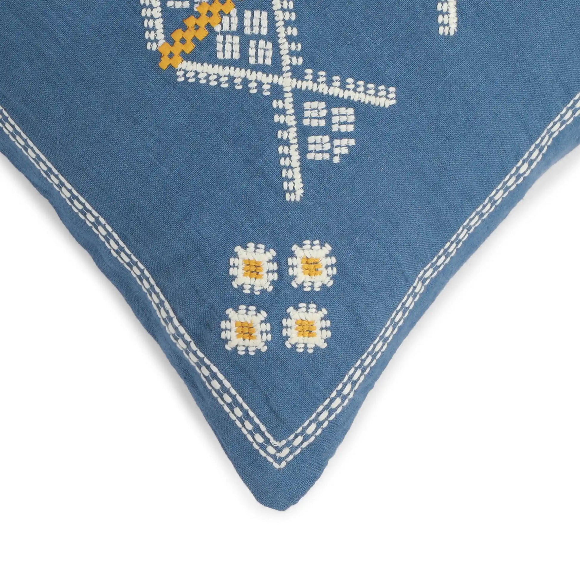 Estrella Embroidered Cushion Cover | Karigari Threads Denim Blue / Cushion Cover (41cm x 66cm)
