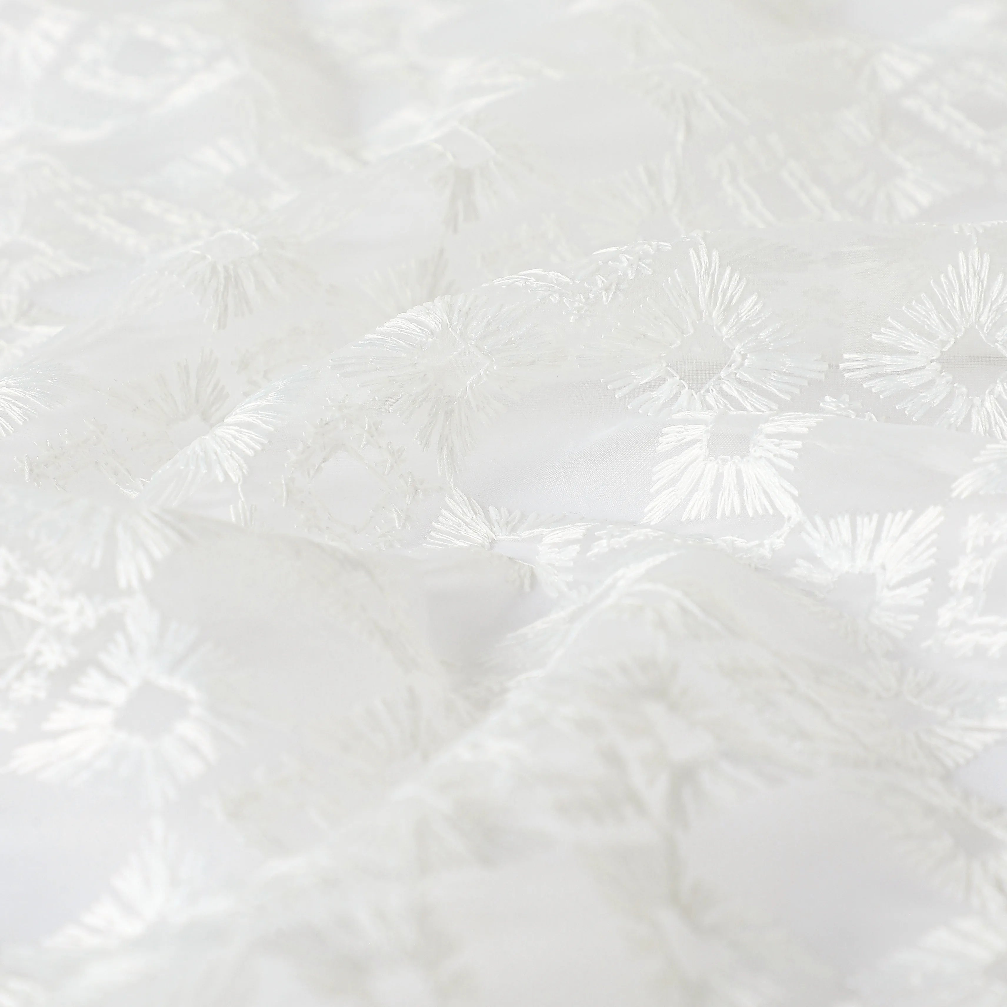 Velina Set Of 2 Embroidered Sheer Readymade Curtains | Modern Heritage Moonlight White / Door (3.60ft X 7.22ft)