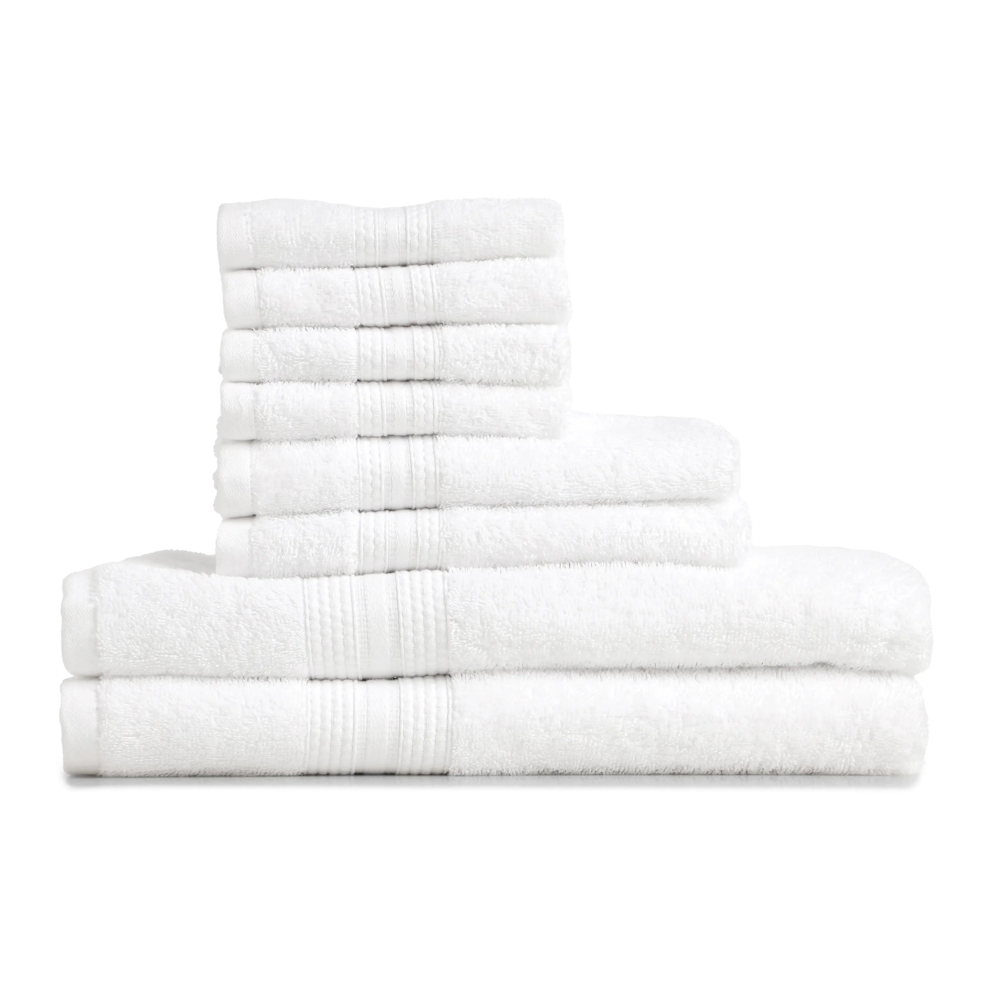 Paleto | Everyday Essentials Absorbent Ring Spun Cotton 8 Piece Terry Towel Set | Set of Bath, Hand & Face Towels Optical White / 8 Piece Set