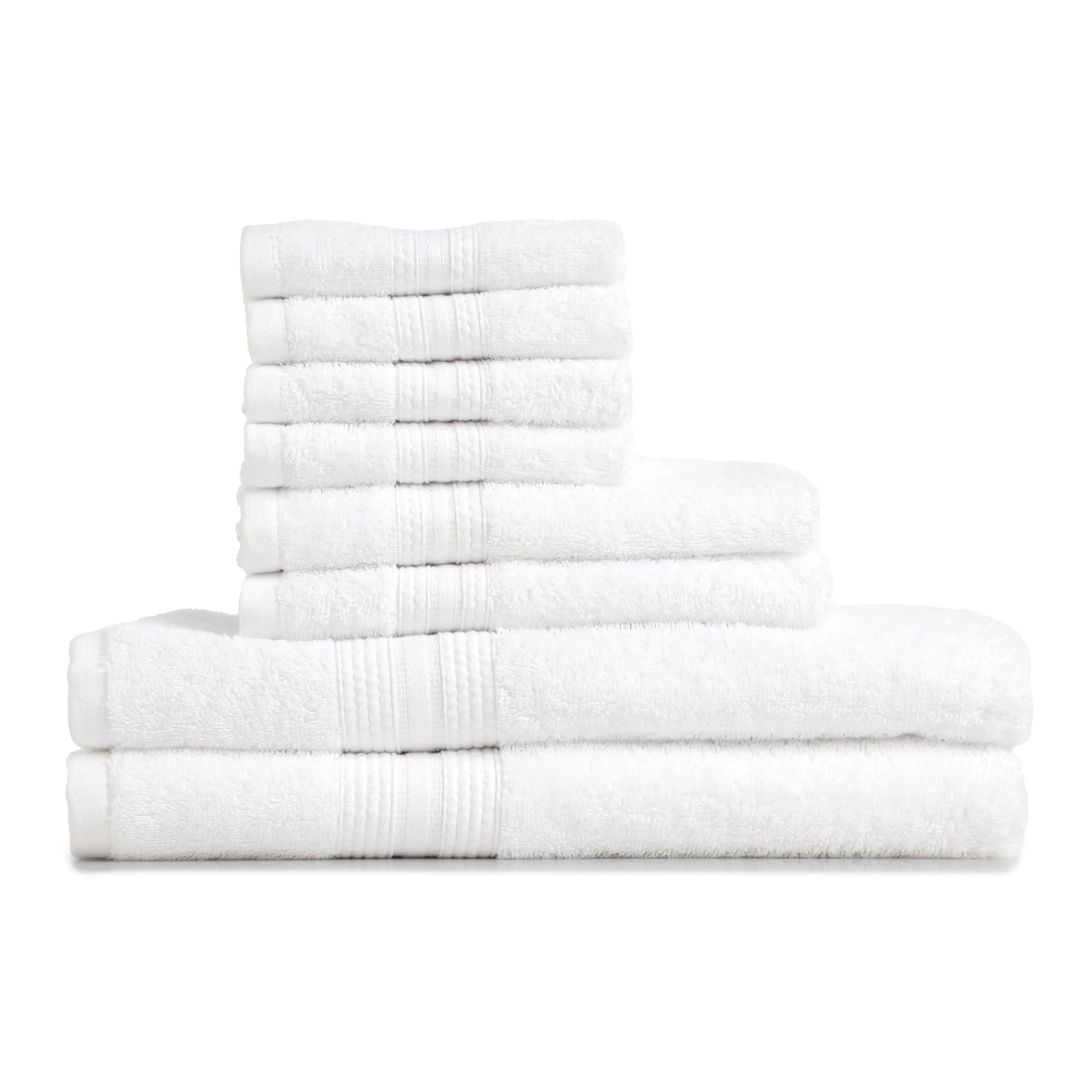 Paleto | Everyday Essentials Absorbent Ring Spun Cotton 8 Piece Terry Towel Set | Set of Bath, Hand & Face Towels Optical White / 8 Piece Set