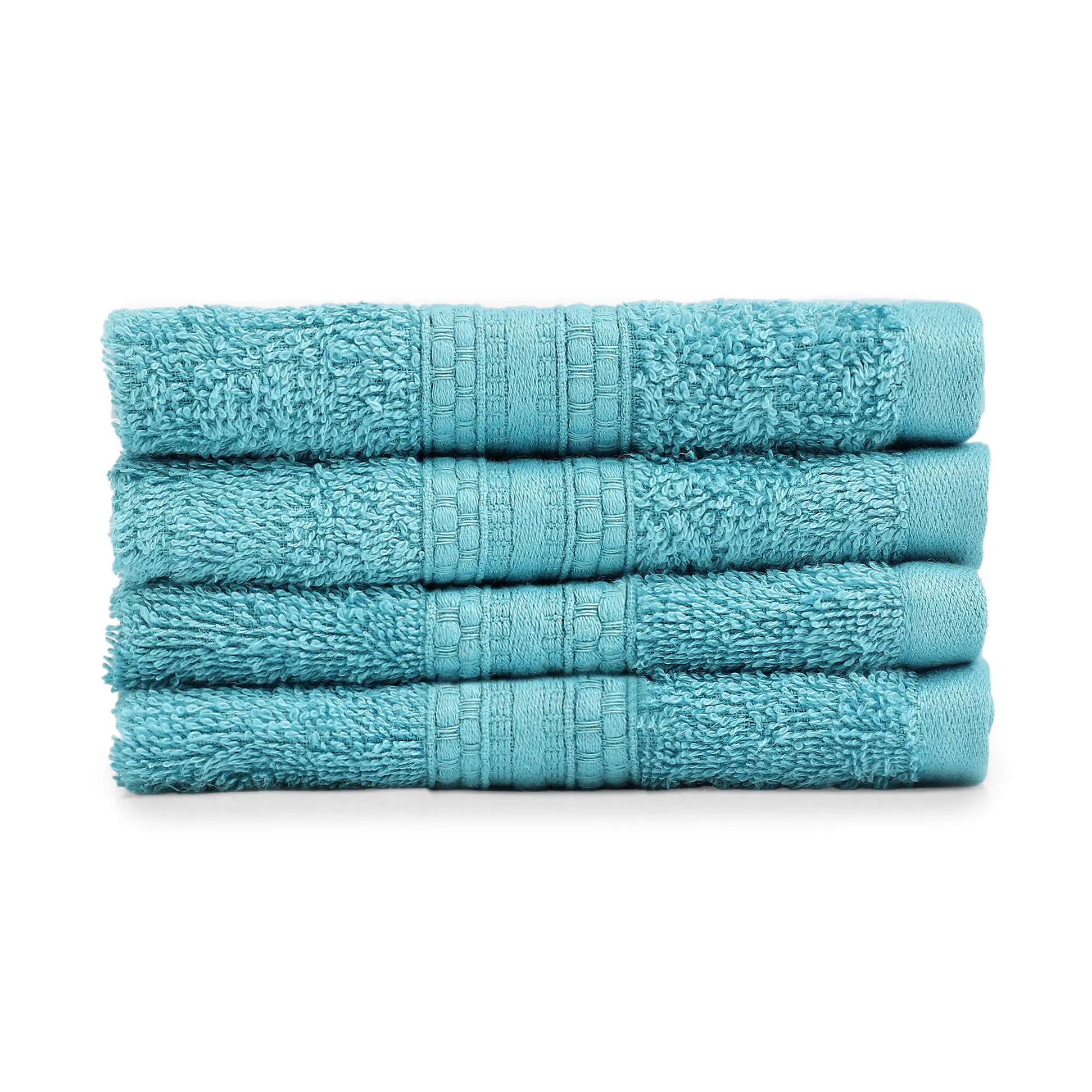 Paleto 100% Cotton Face Towel - Pack Of 4 Teal / Face Towel (30cm x 30cm)