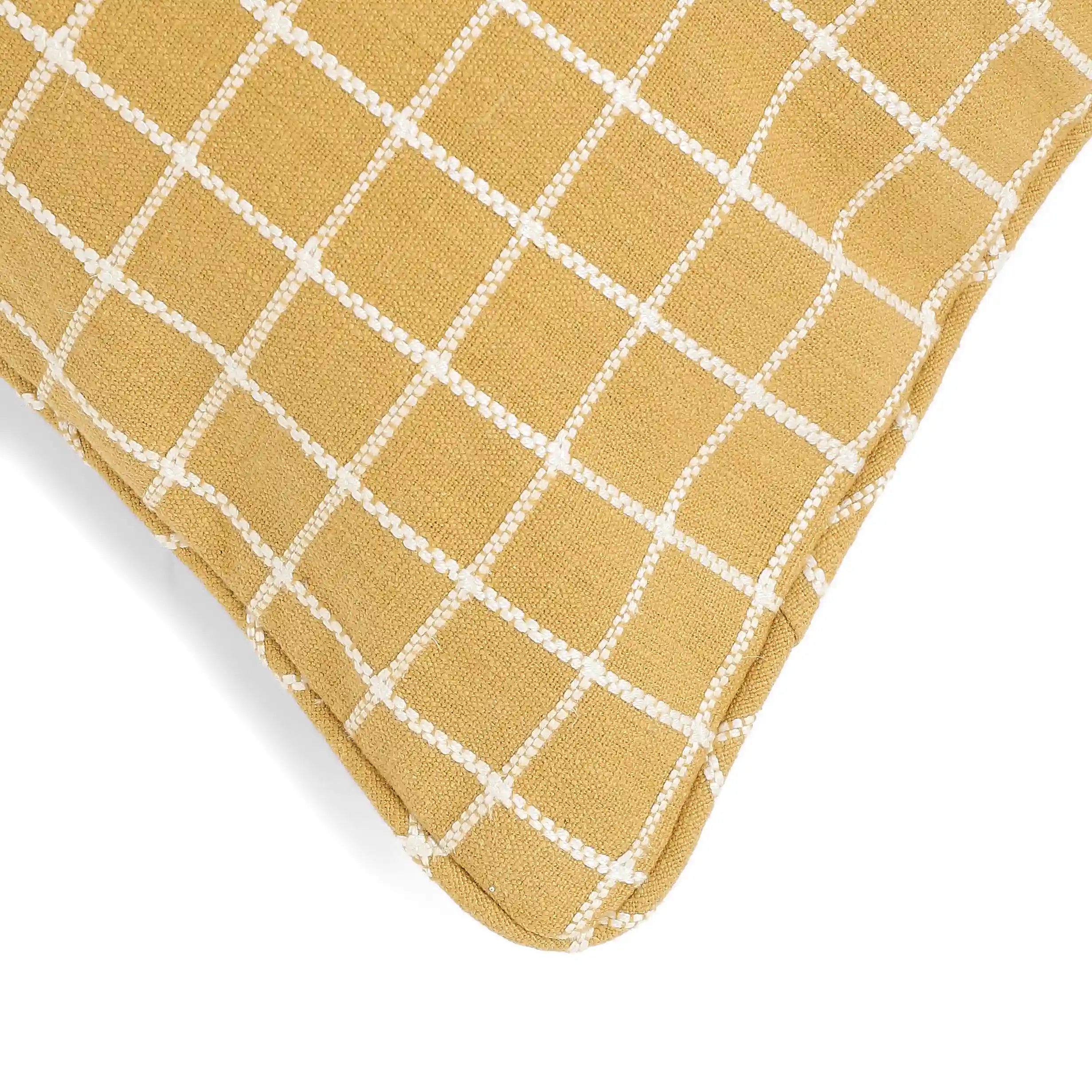 Vissencia Woven Cushion Cover | Playful Grid Warm Amber / Cushion Cover (51cm x 51cm)
