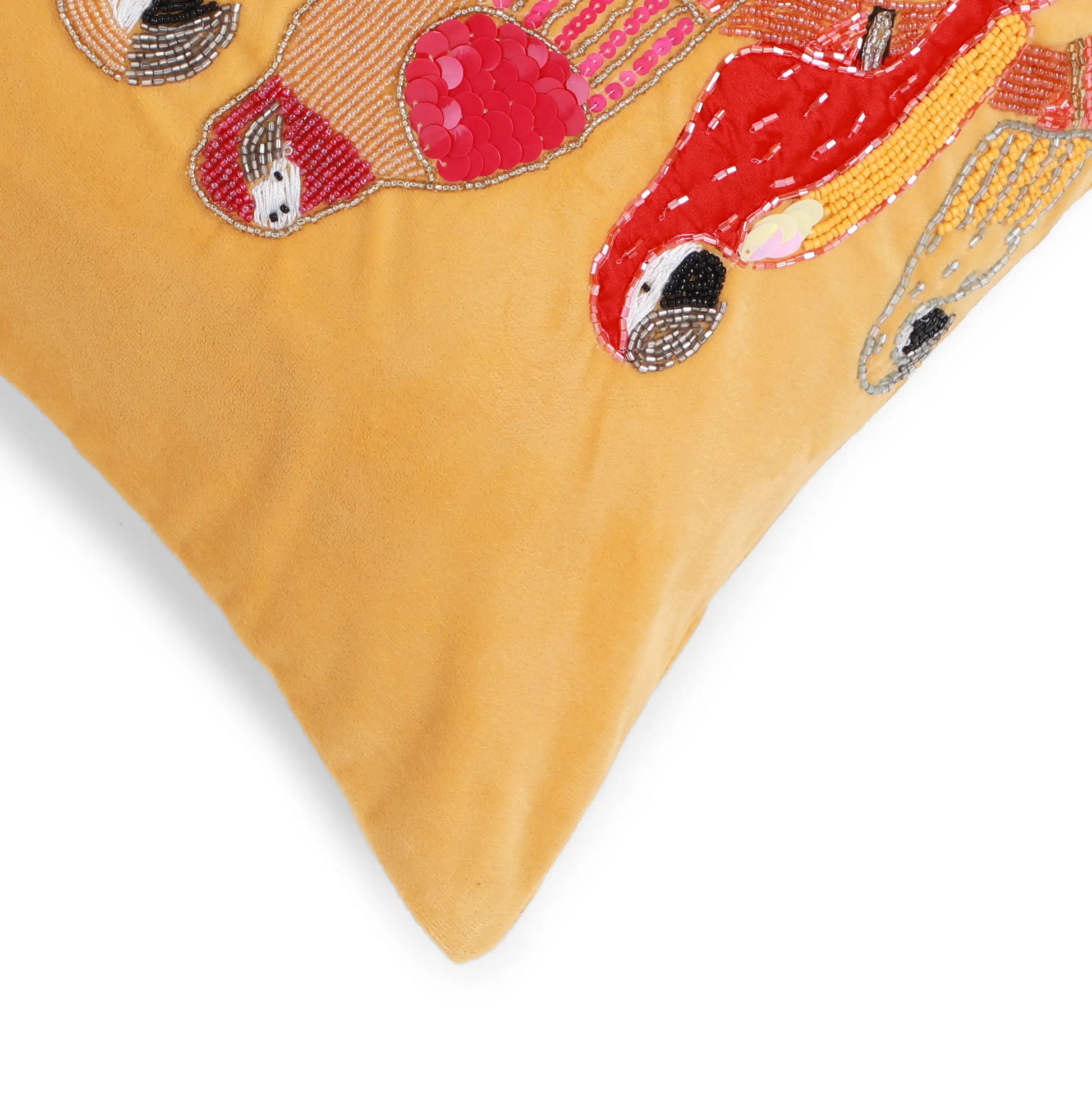 Espricia Embroidered Cushion Cover | Parrot Garden Golden Glow / Cushion Cover (41cm x 41cm)