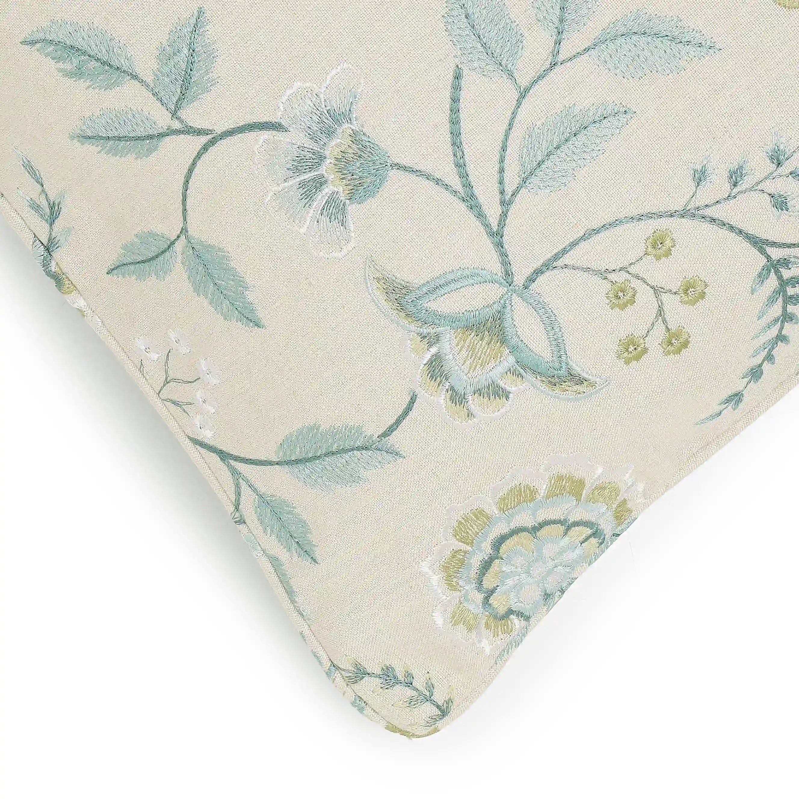 Estrella Embroiderd Cushion Cover | Garden Muse Frosty Teal / Cushion Cover (41cm x 41cm)