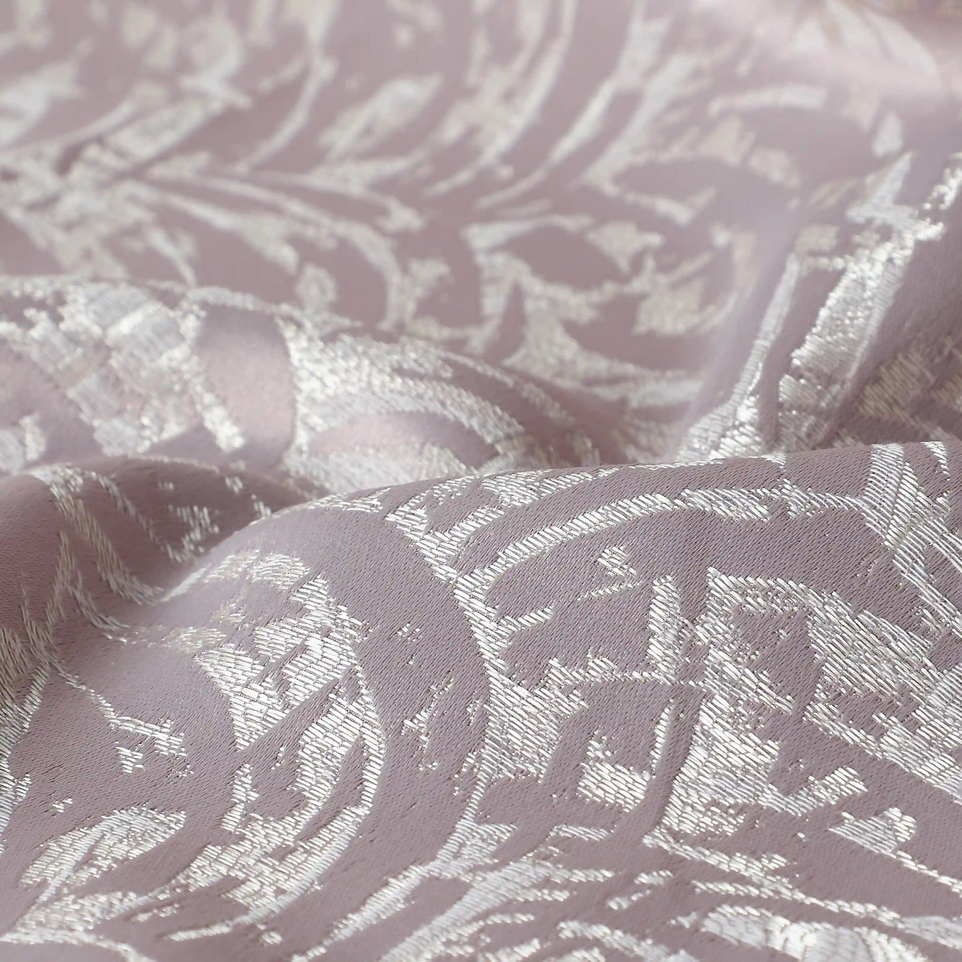 De Jacquard - Luxe Set Of 2 Jacquard Readymade Curtains | Natural Imprint Misty Lavender / Window (5ft X 4.4ft)