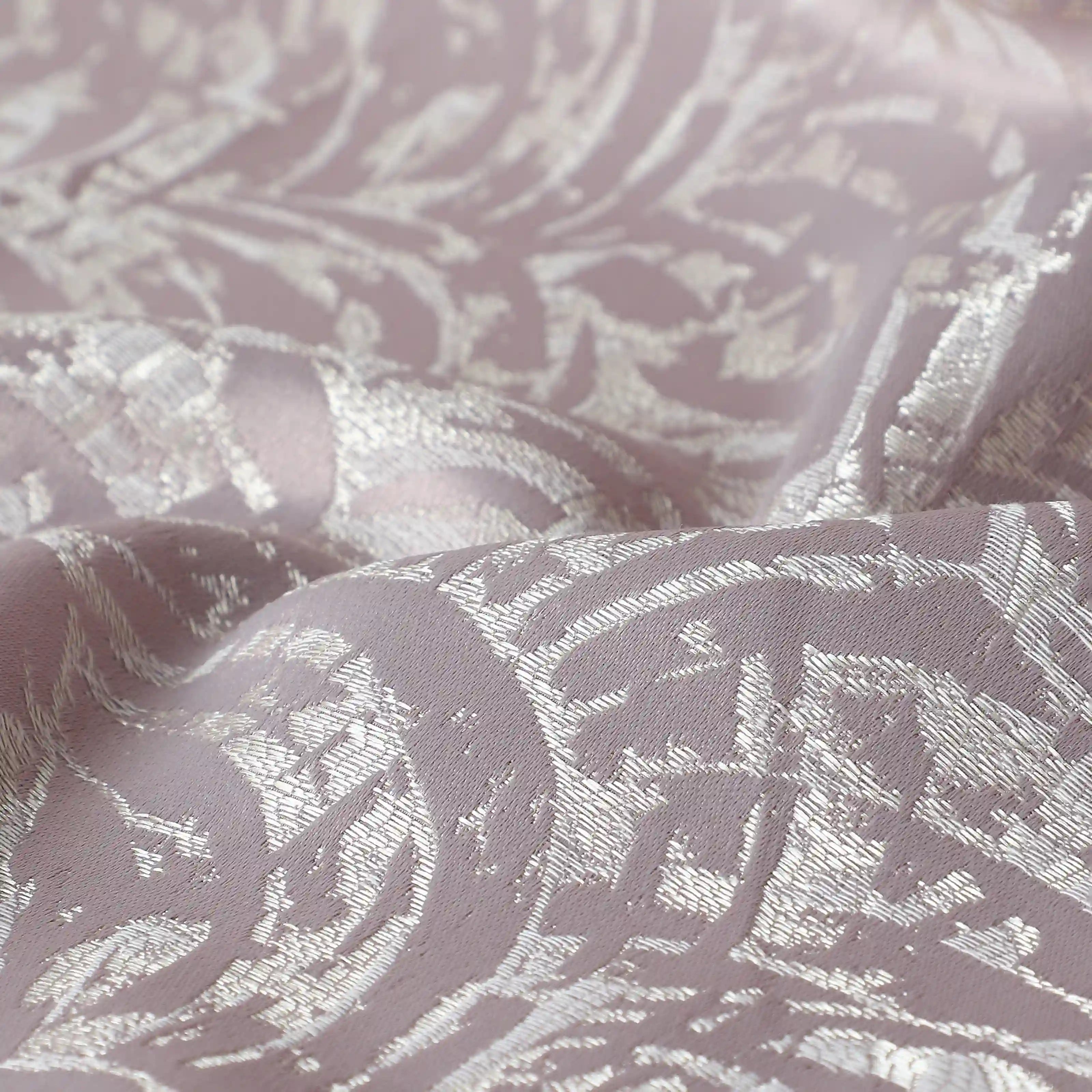 De Jacquard - Luxe Set Of 2 Jacquard Readymade Curtains | Natural Imprint Misty Lavender / Window (5ft X 4.4ft)