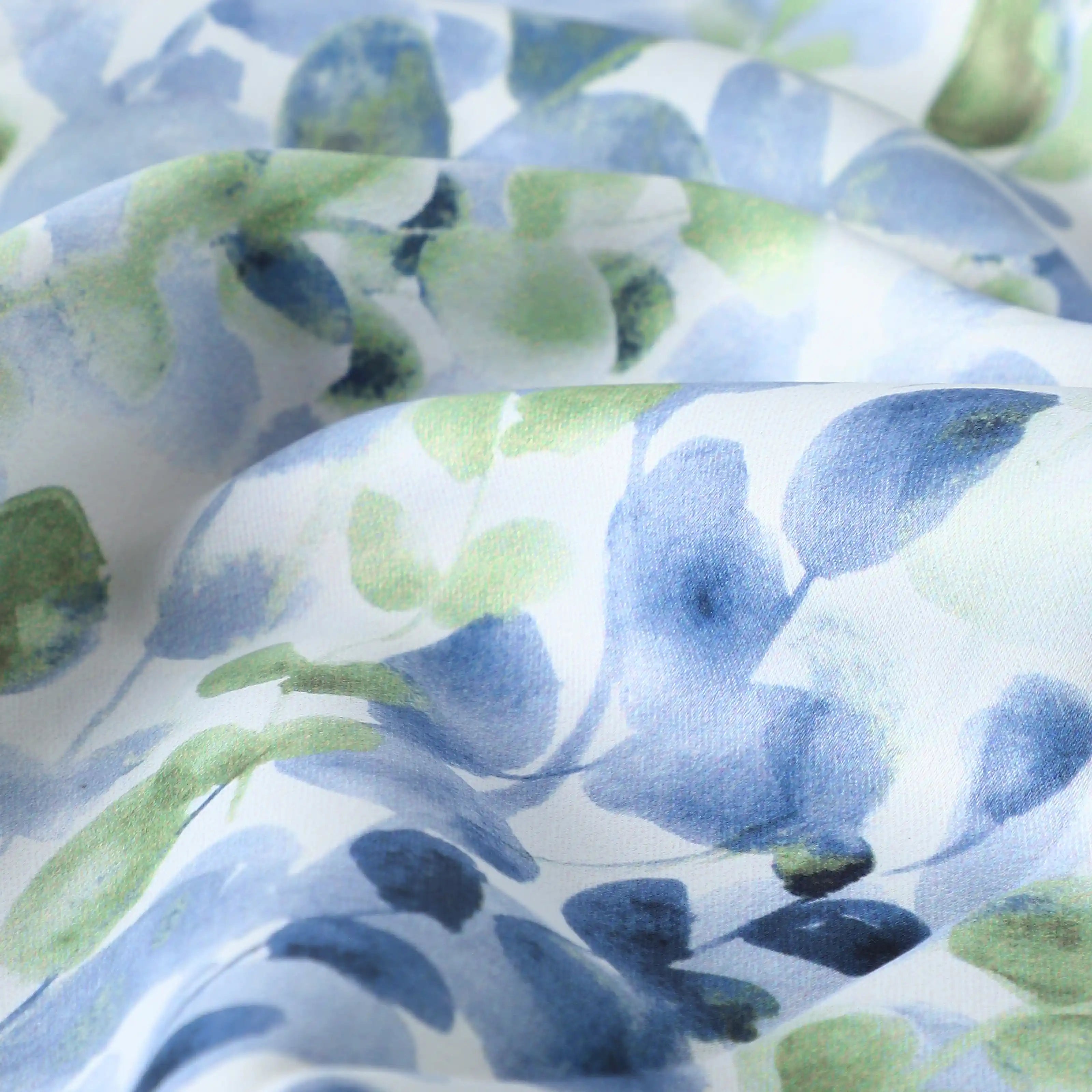 Bloomshire Classic Set Of 2 Printed Readymade Curtains | Leafy Fresh Misty Blue / Door (7ft X 4.4ft)
