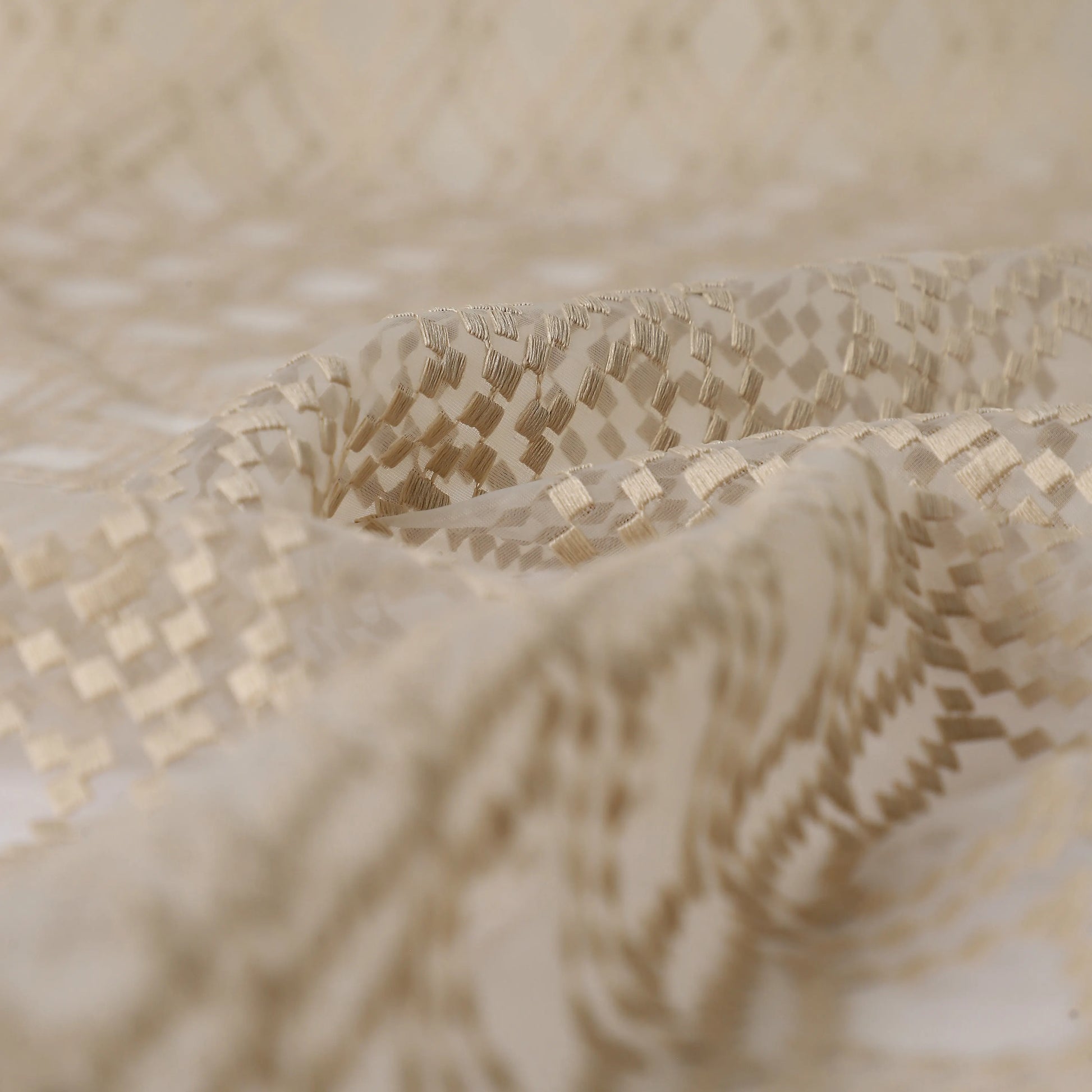 Velina Set Of 2 Embroidered Sheer Readymade Curtains | Boho Mirage Pebble Taupe / Door (3.60ft X 7.22ft)