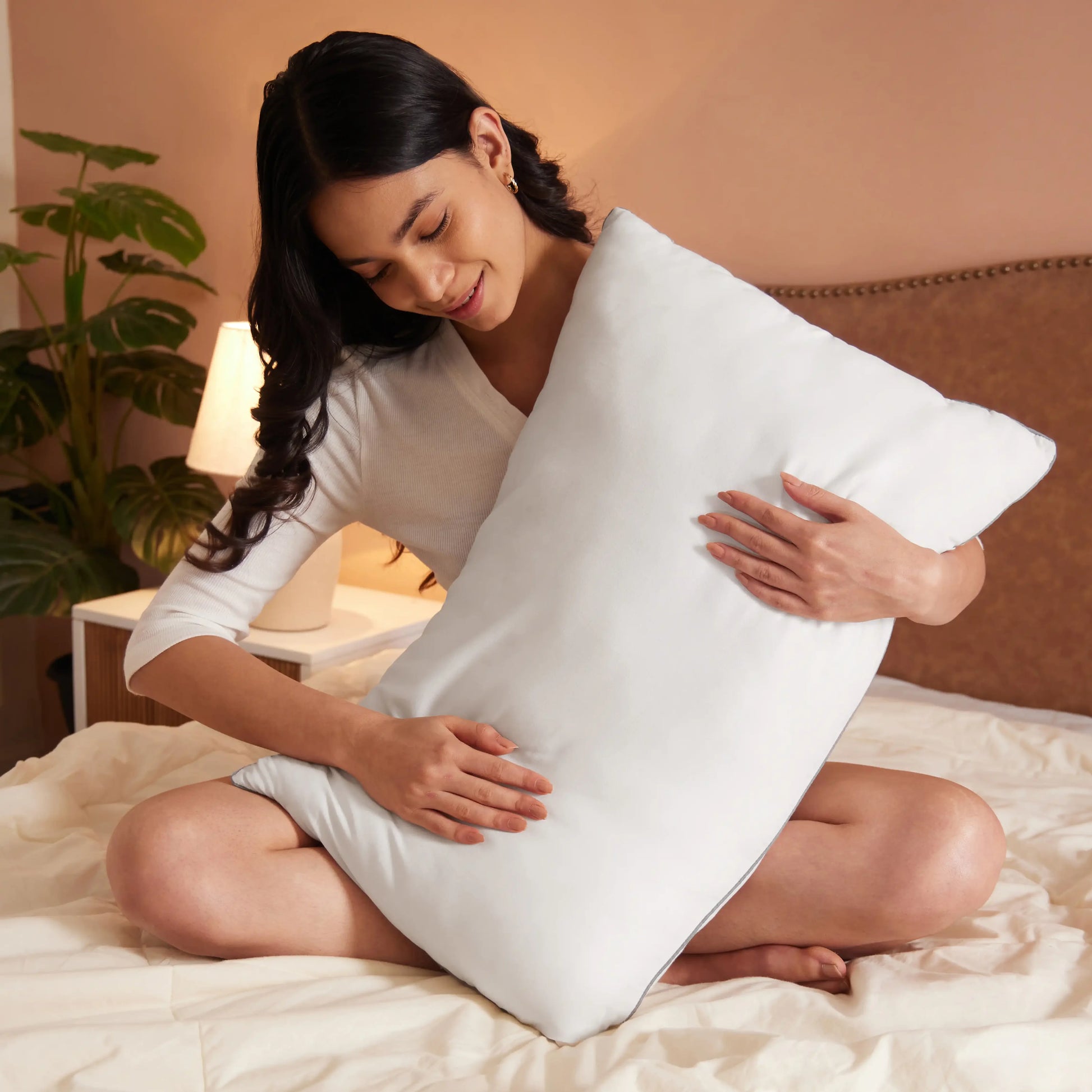 Snow Soft White Solid Dyed Cushion Filler White / Cushion Cover (41cm x 66cm)