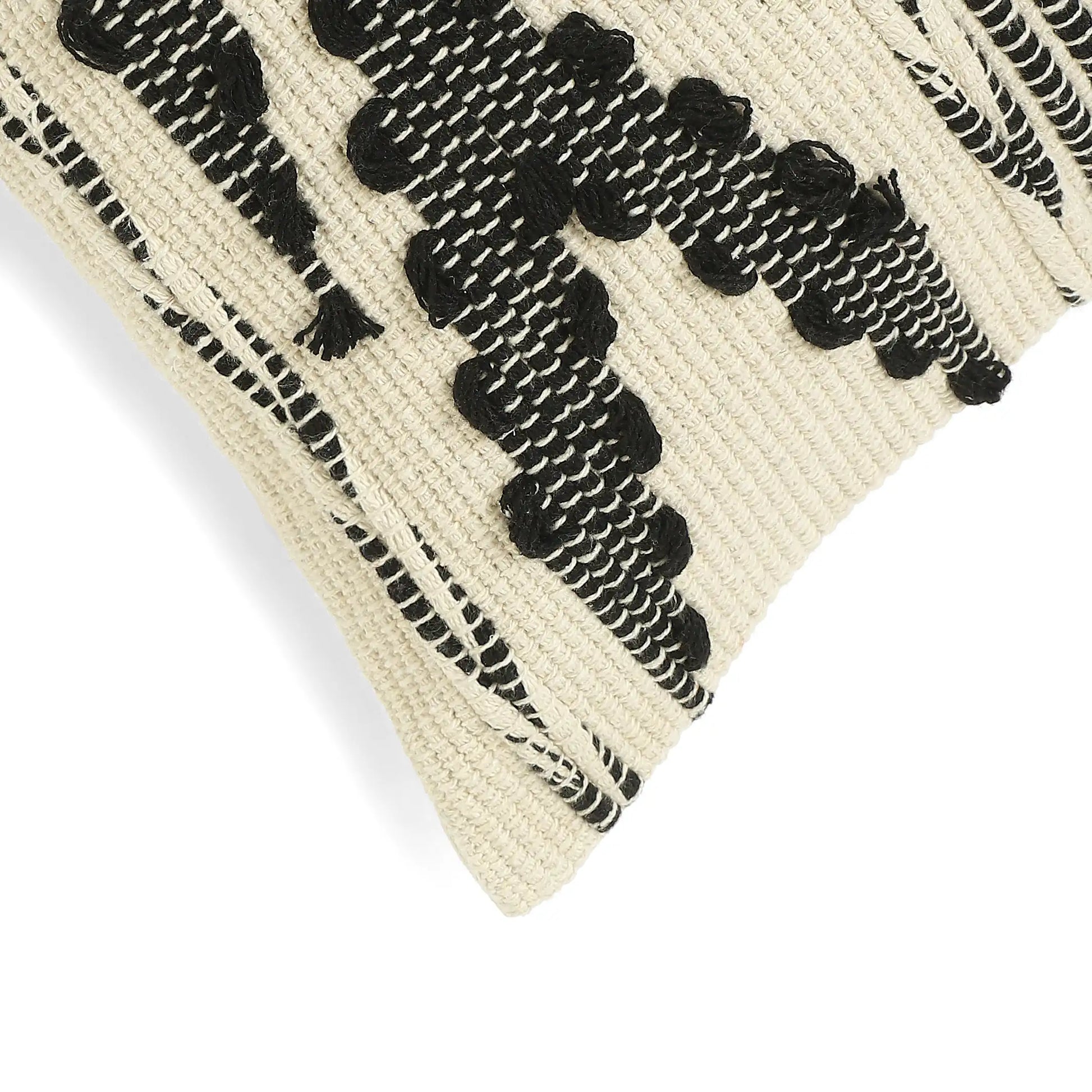 Vissencia 100% Cotton Woven Cushion Cover | Boho Bliss Ebony / Cushion Cover (51cm x 51cm)