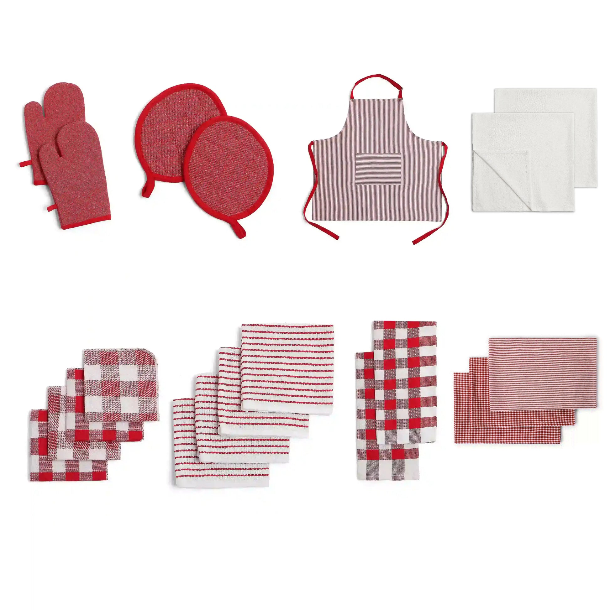 Nonna's Home | Everyday Essentials Kitchen Linen Set | Set of 20 Robust Red