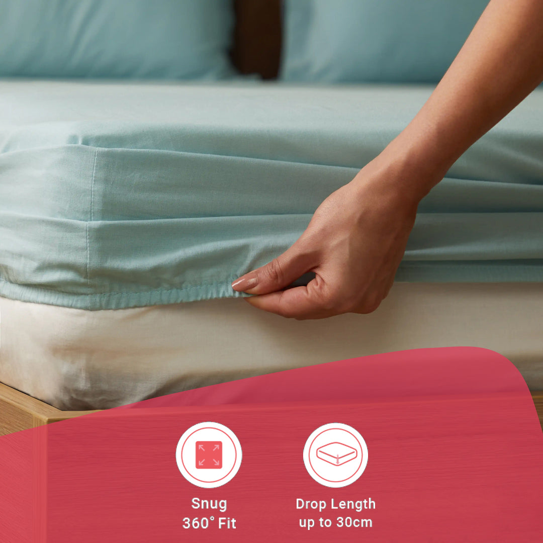 Paleto | Everyday Hues Solid Dyed Cotton Fitted Sheet Set-Blue Sky