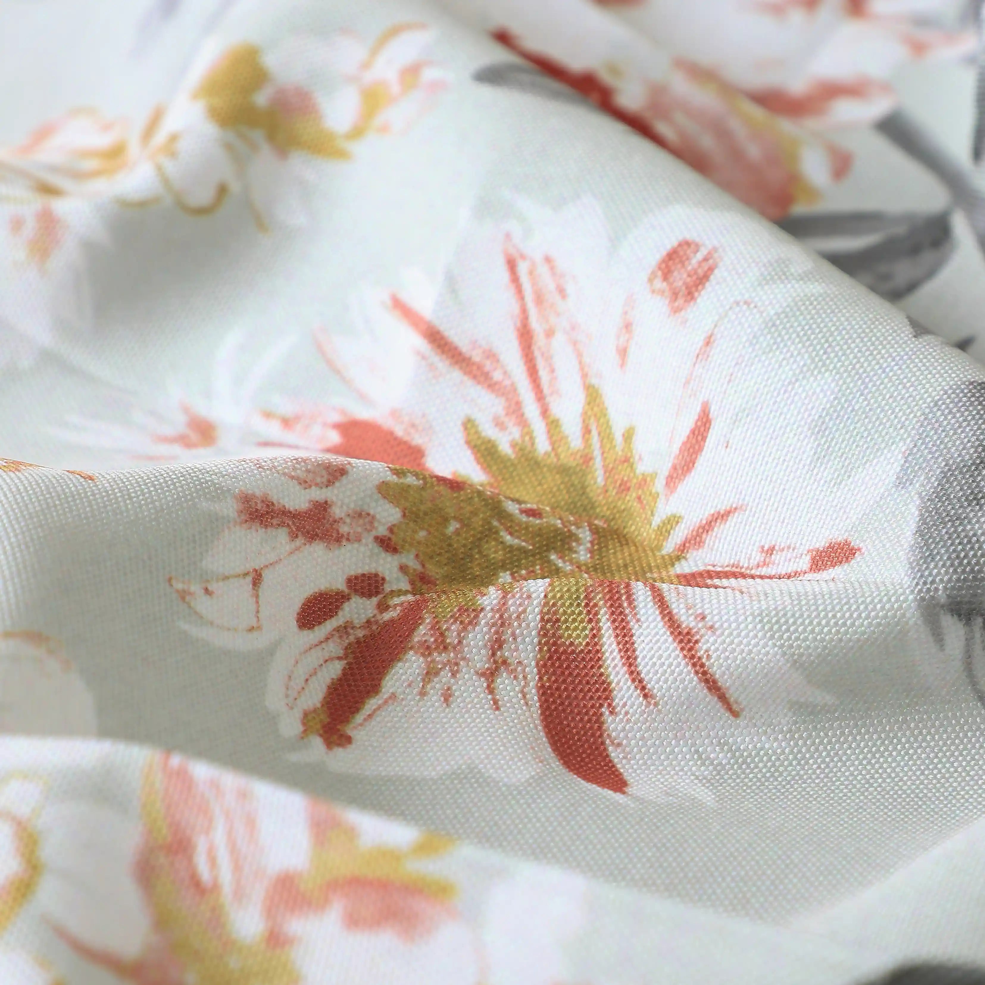Chippa Lane Set Of 2 Printed Readymade Curtains | Floral Mist Steel / Window (5ft X 4.4ft)